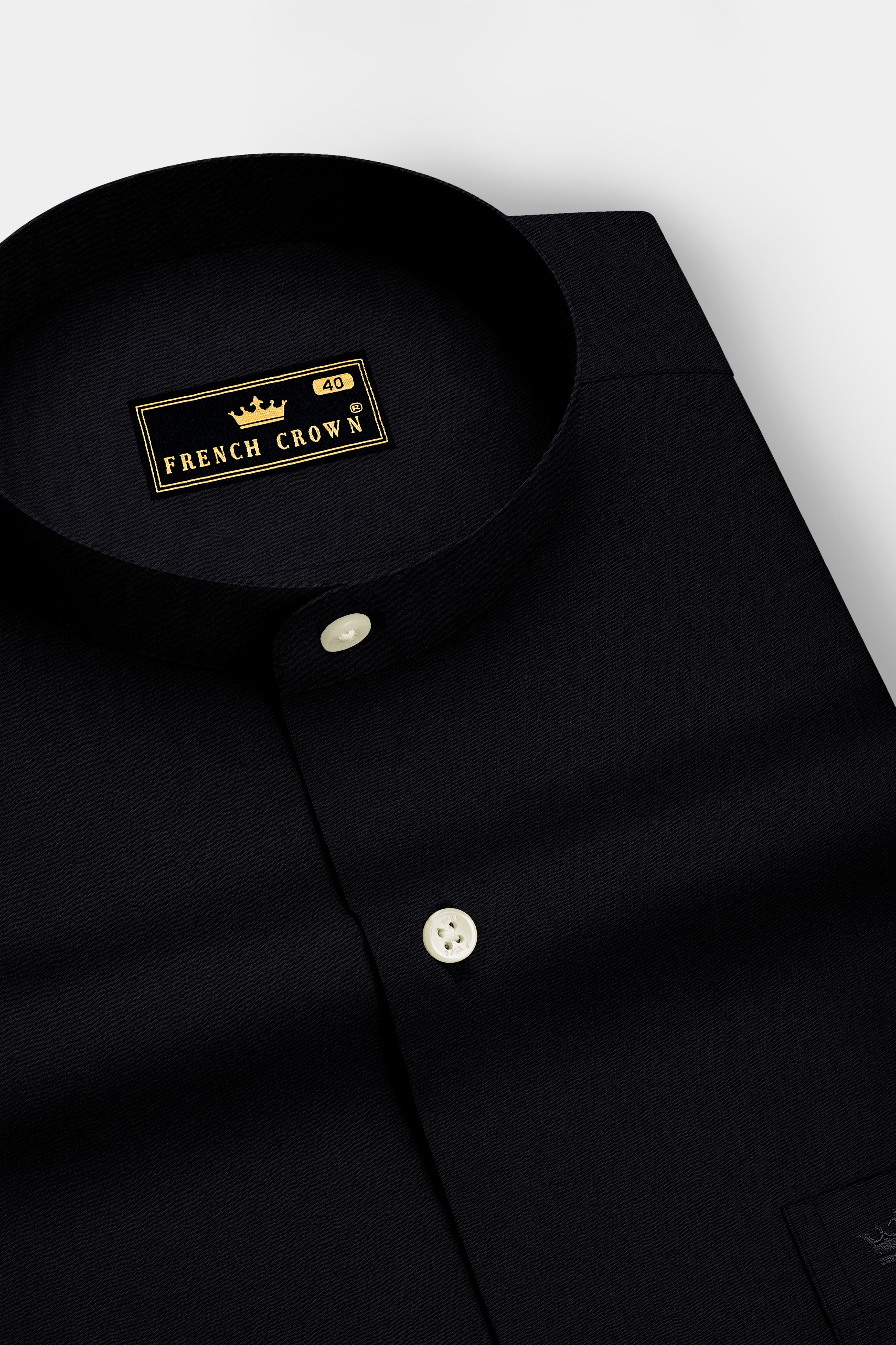Sovereign-Jade Black Premium Giza Cotton Mandarin Casual Shirt