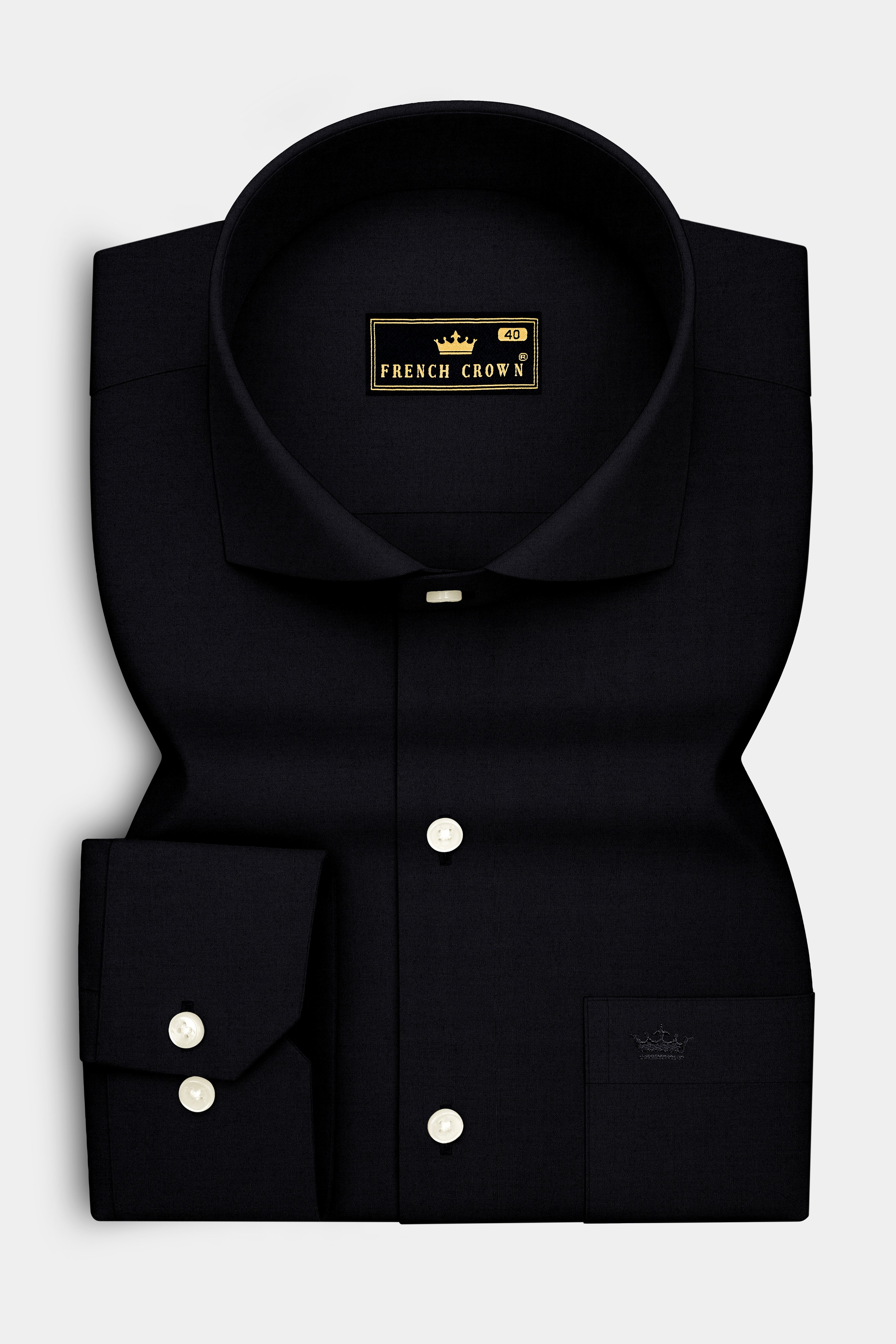 Sovereign-Jade Black Premium Giza Cotton Cut Away Collar Dress Shirt