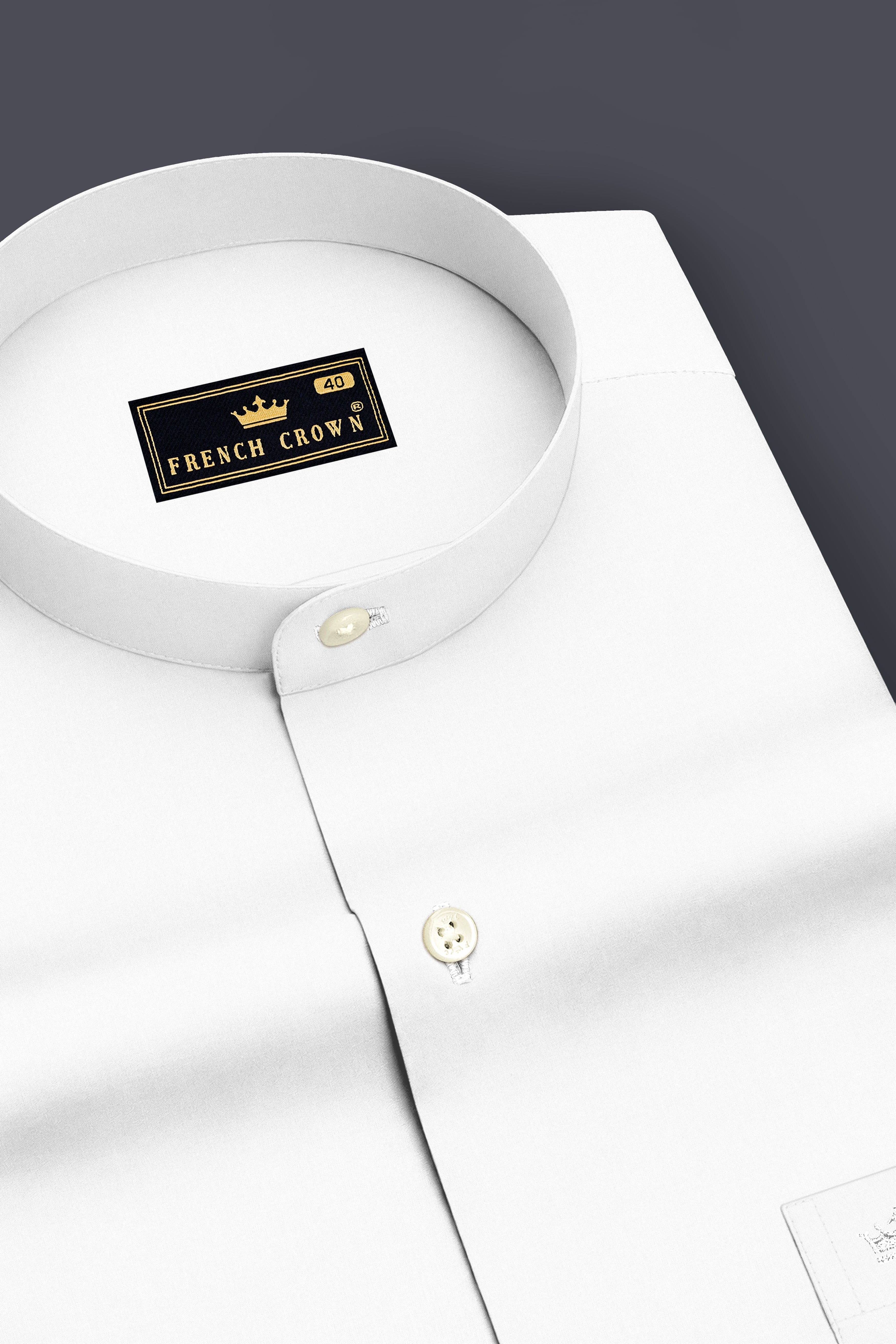 Lumine-Bright White Premium Giza Cotton Mandarin Casual Shirt
