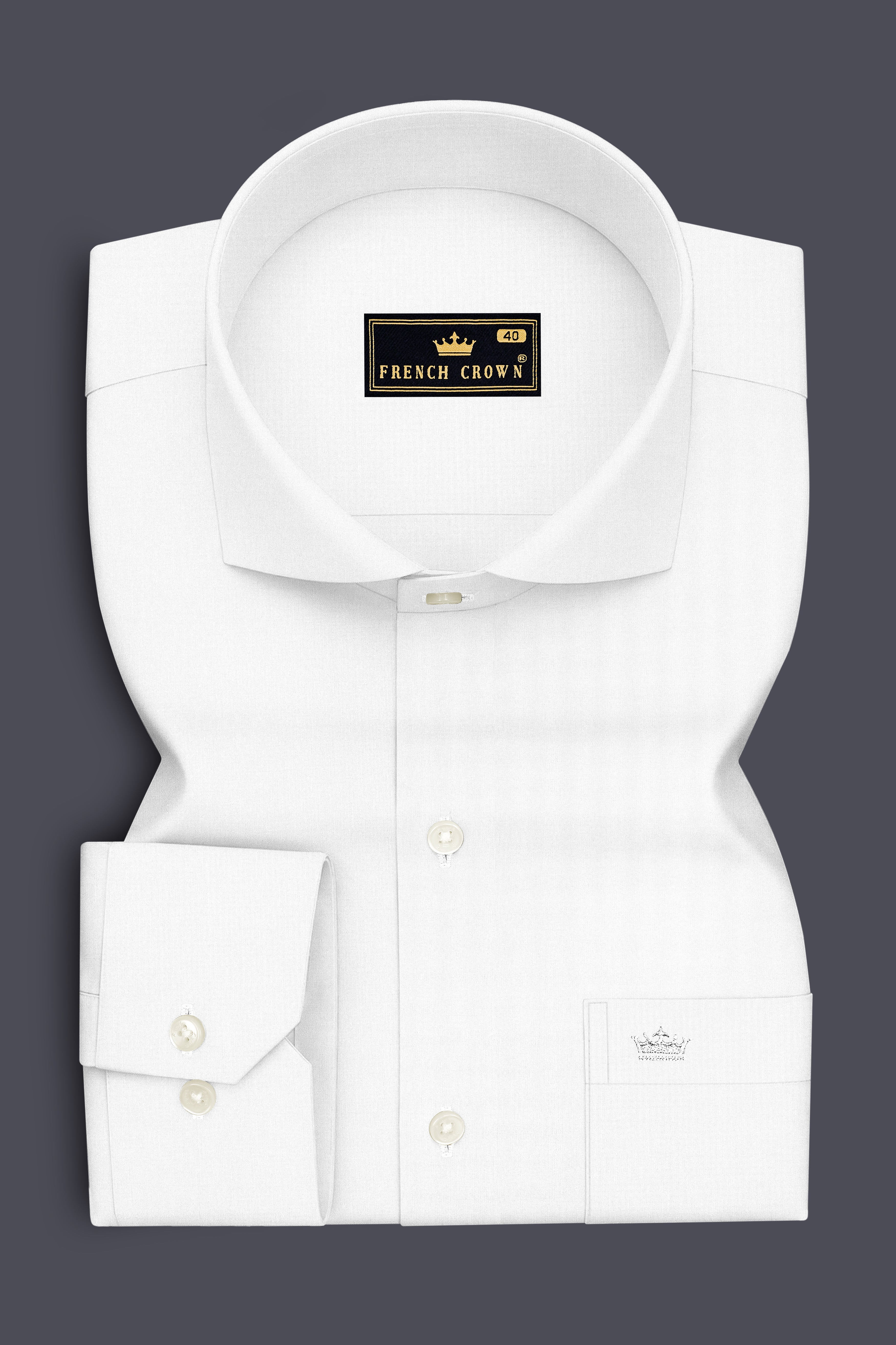 Lumine-Bright White Premium Giza Cotton Cut Away Collar Dress Shirt
