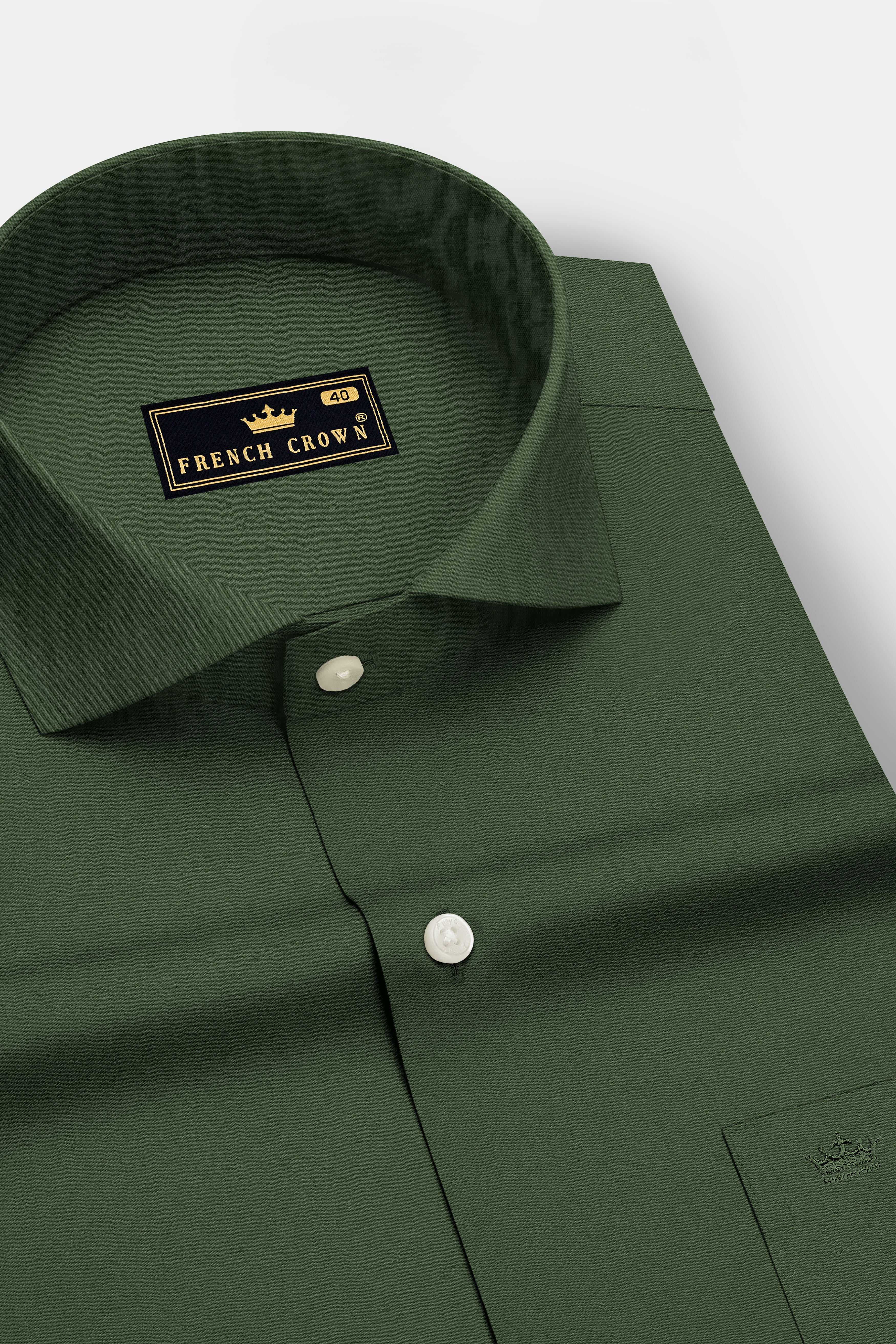 Olivine-Rifle Green Premium Giza Cotton Cut Away Collar Dress Shirt