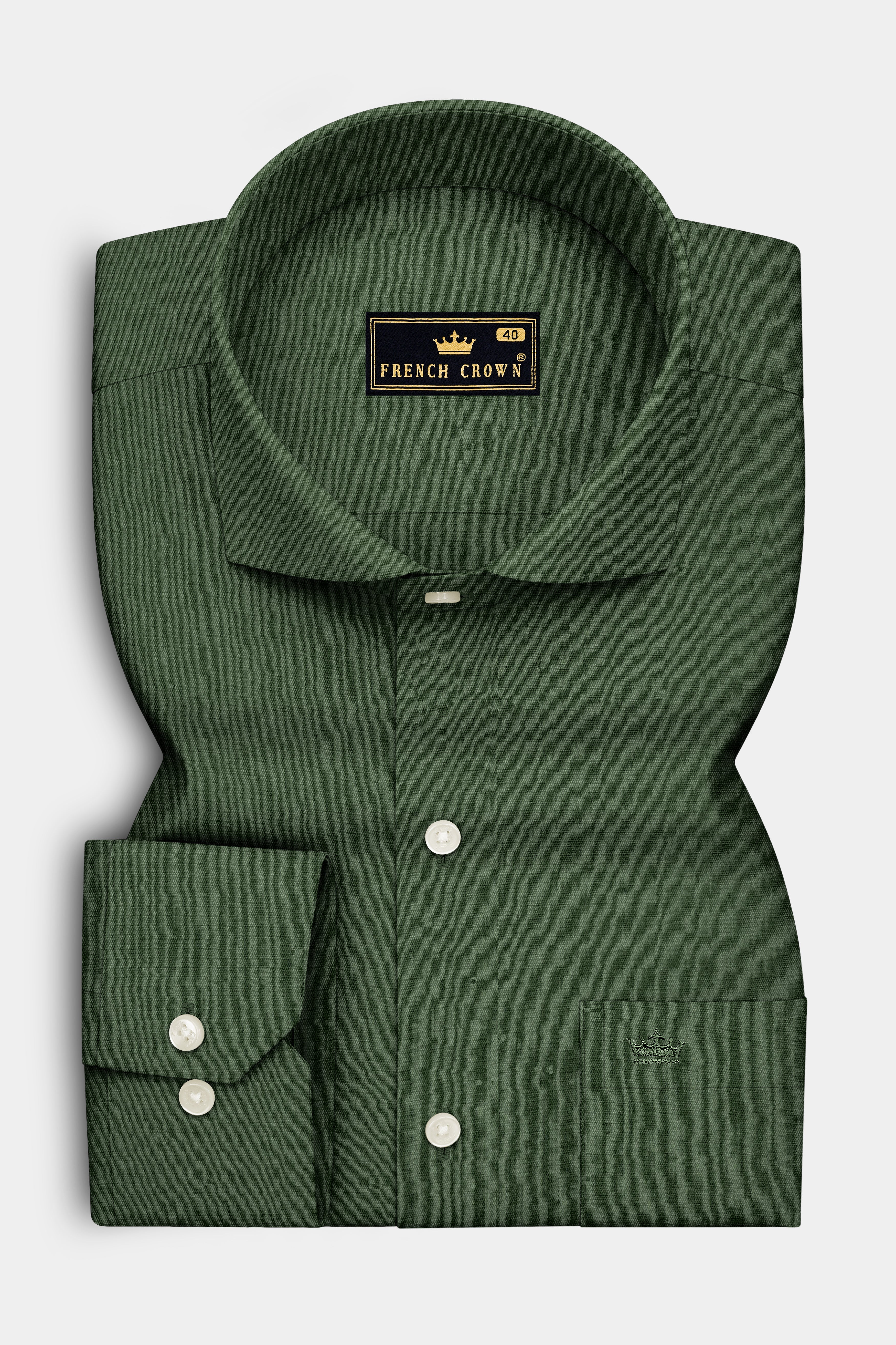Olivine-Rifle Green Premium Giza Cotton Cut Away Collar Dress Shirt