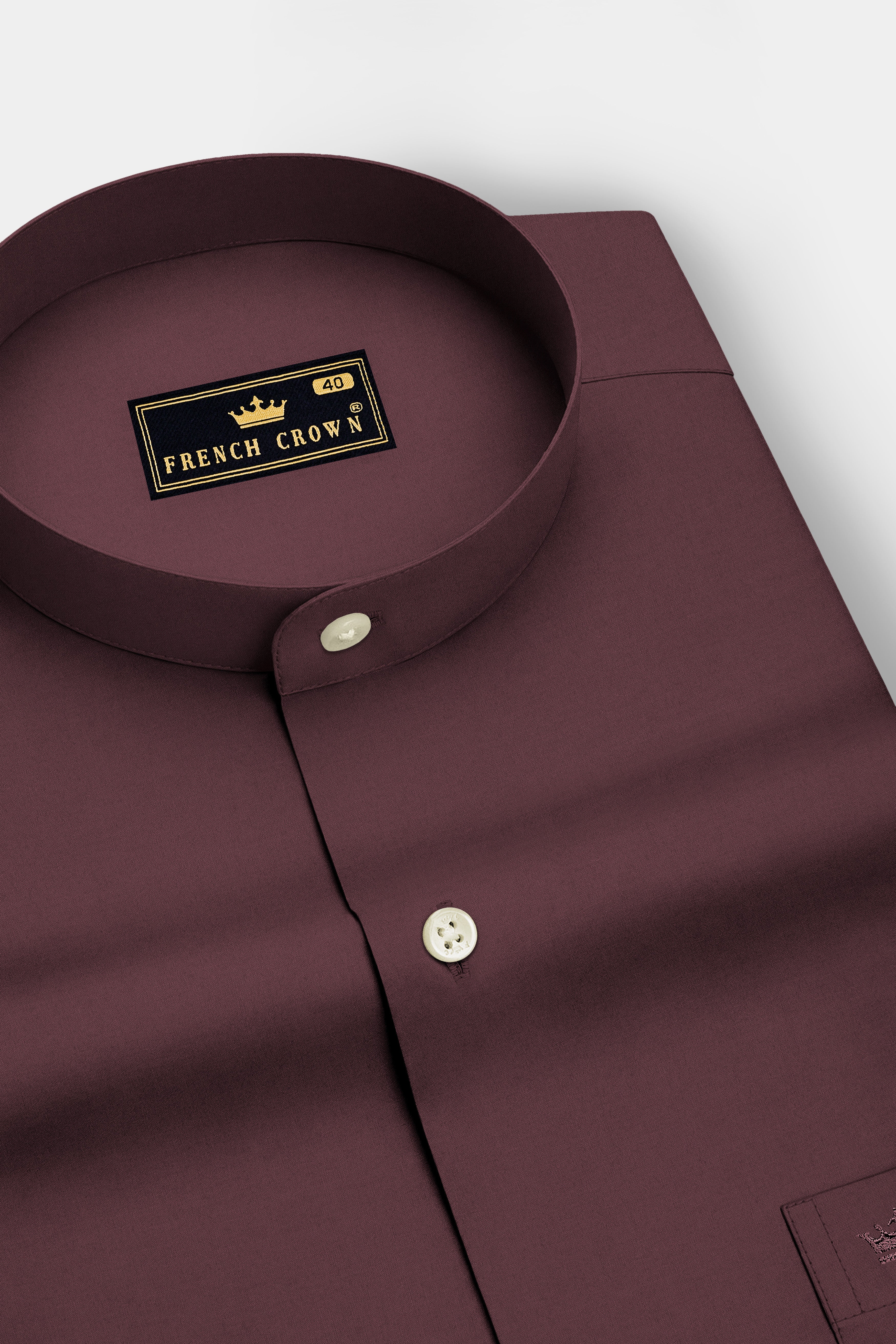 Rouge-Congo Maroon Premium Giza Cotton Mandarin Casual Shirt
