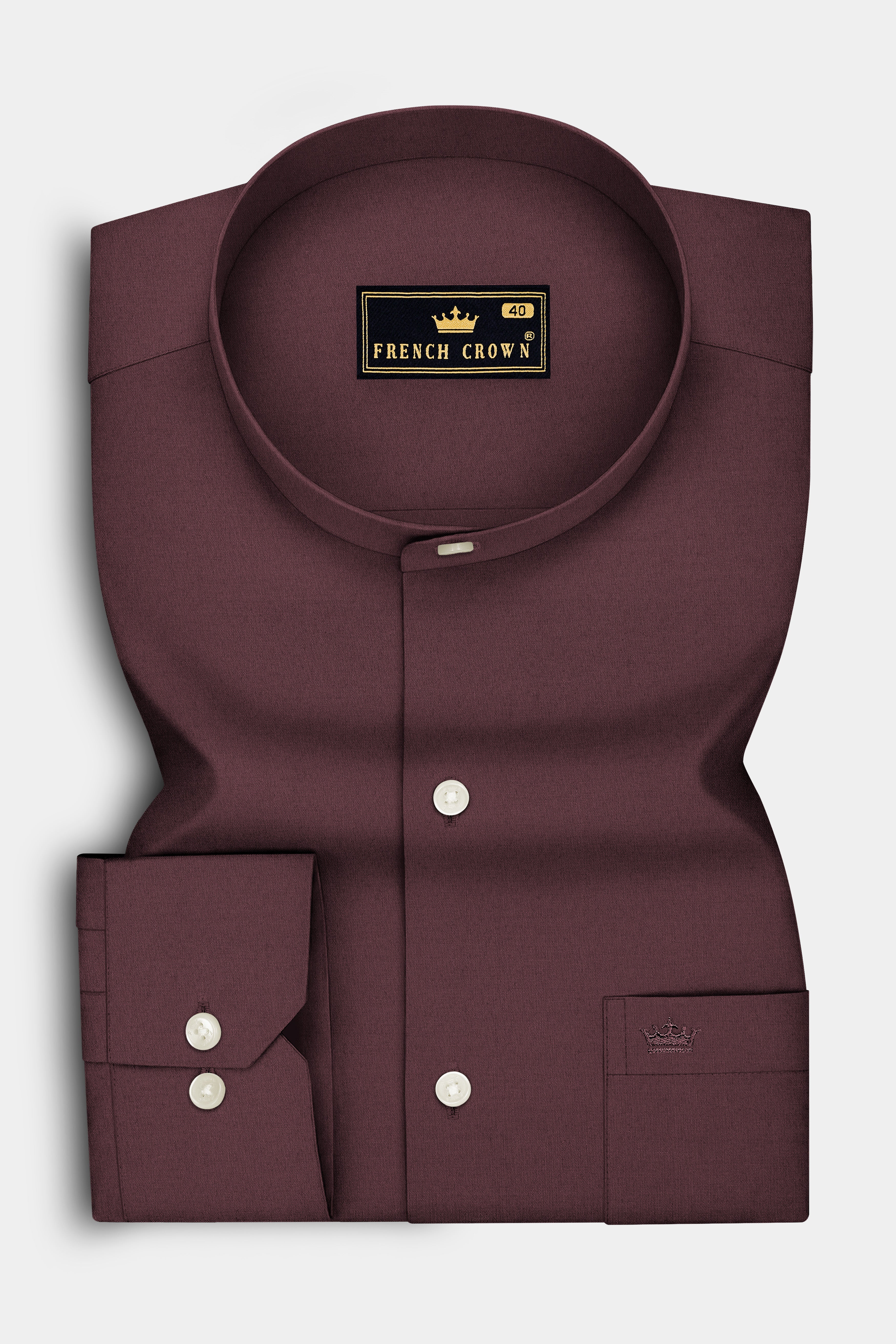 Rouge-Congo Maroon Premium Giza Cotton Mandarin Casual Shirt