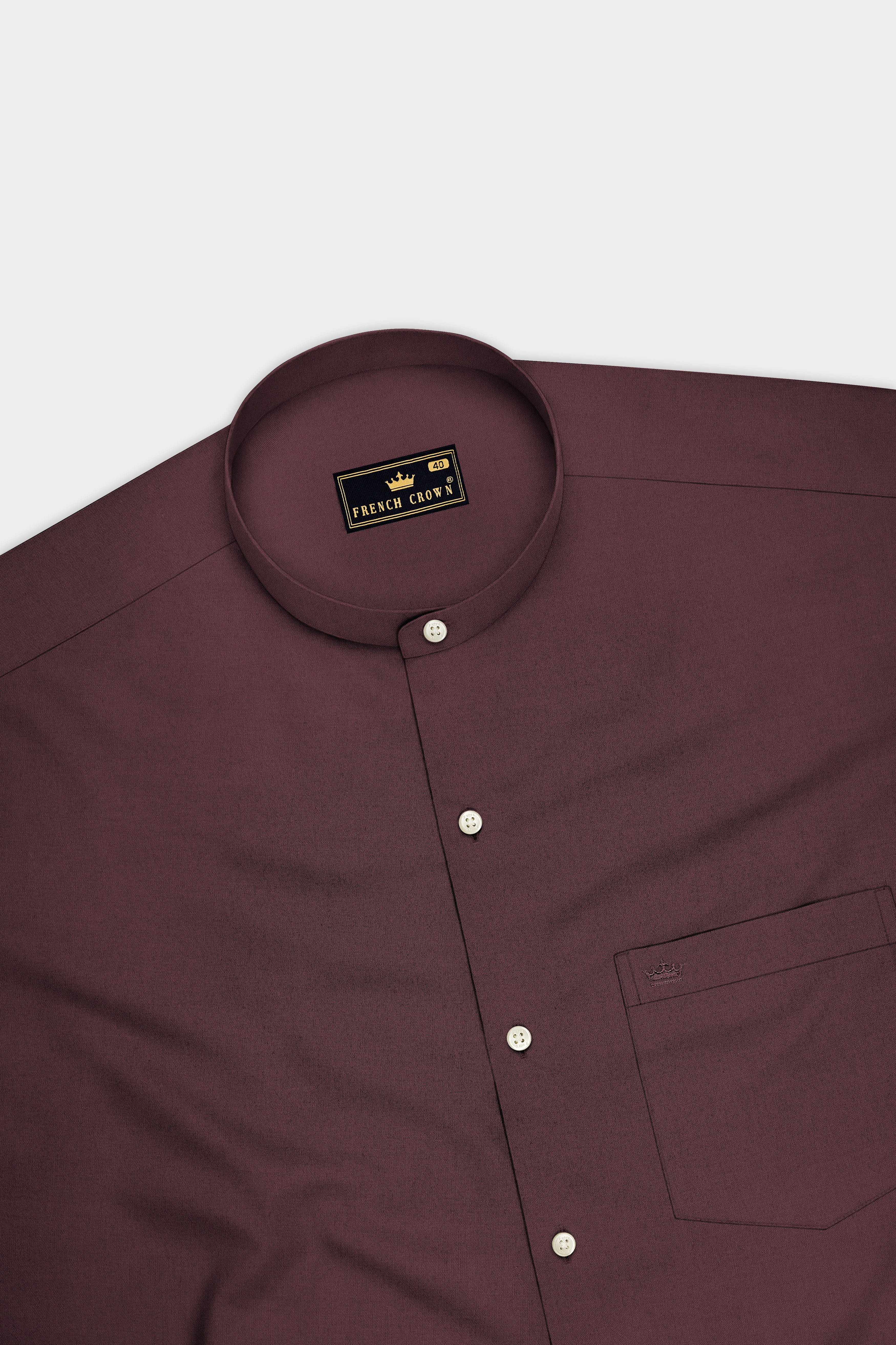 Rouge-Congo Maroon Premium Giza Cotton Mandarin Casual Shirt