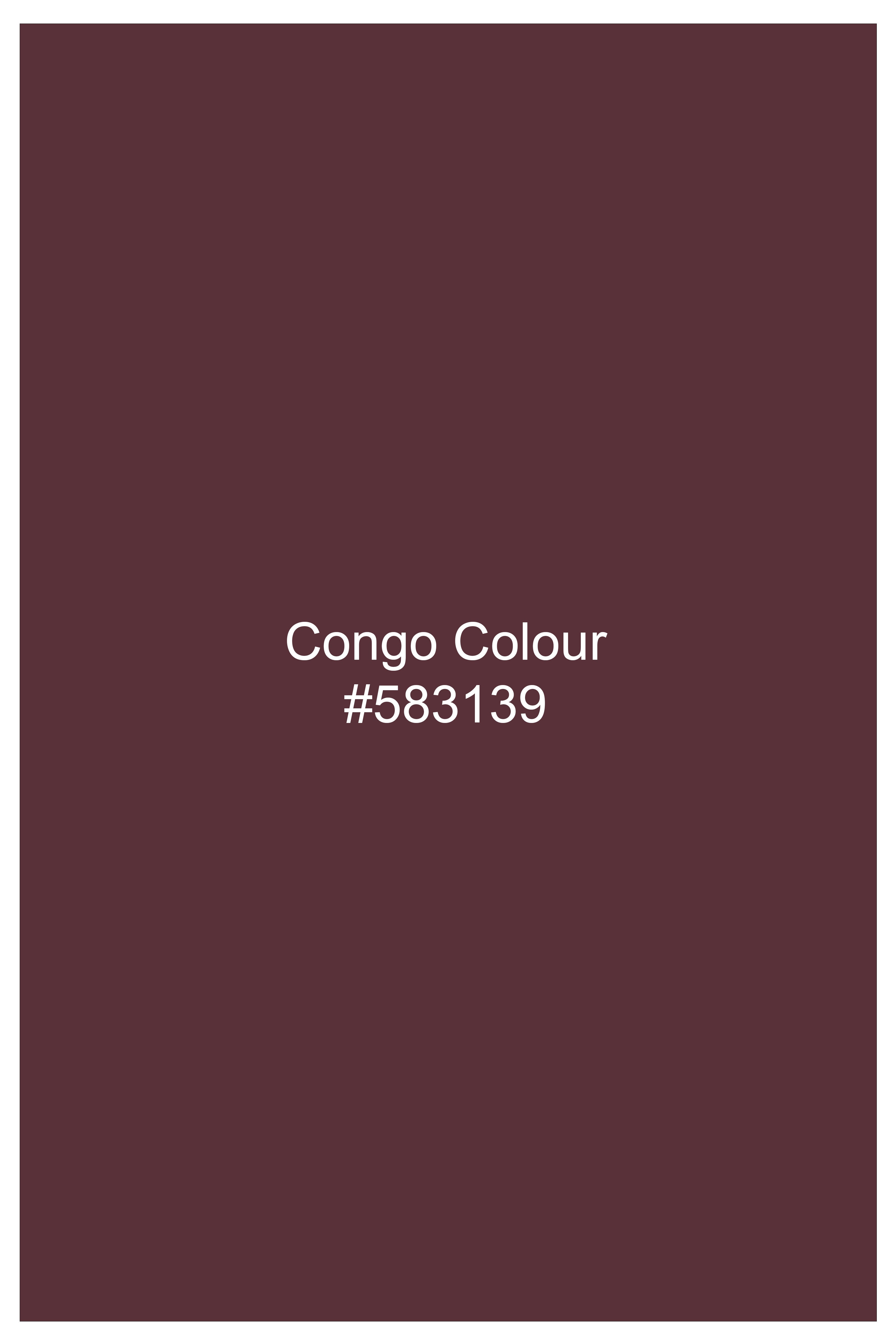 Rouge-Congo Maroon Premium Giza Cotton Mandarin Casual Shirt