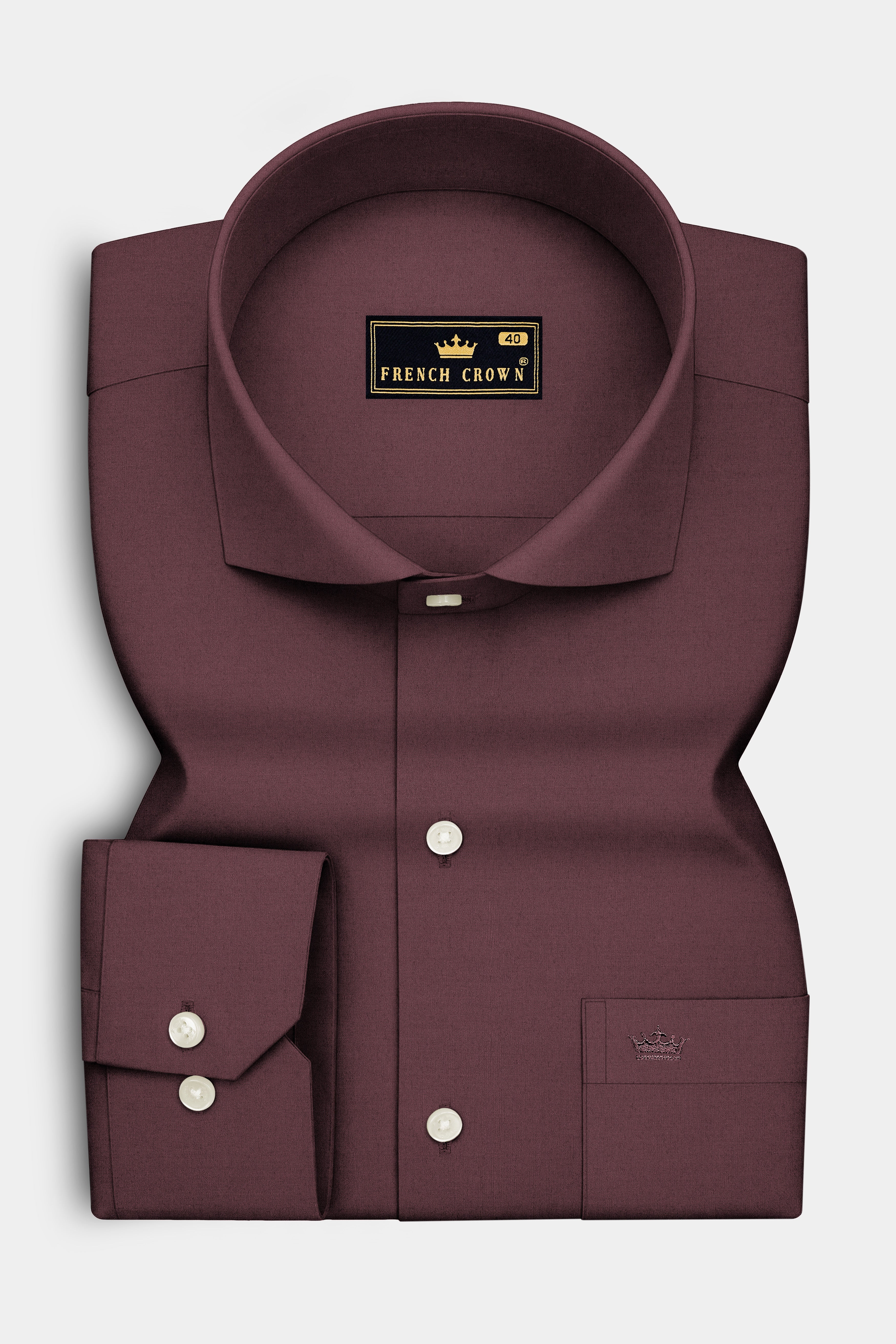 Rouge-Congo Maroon Premium Giza Cotton Cut Away Collar Dress Shirt