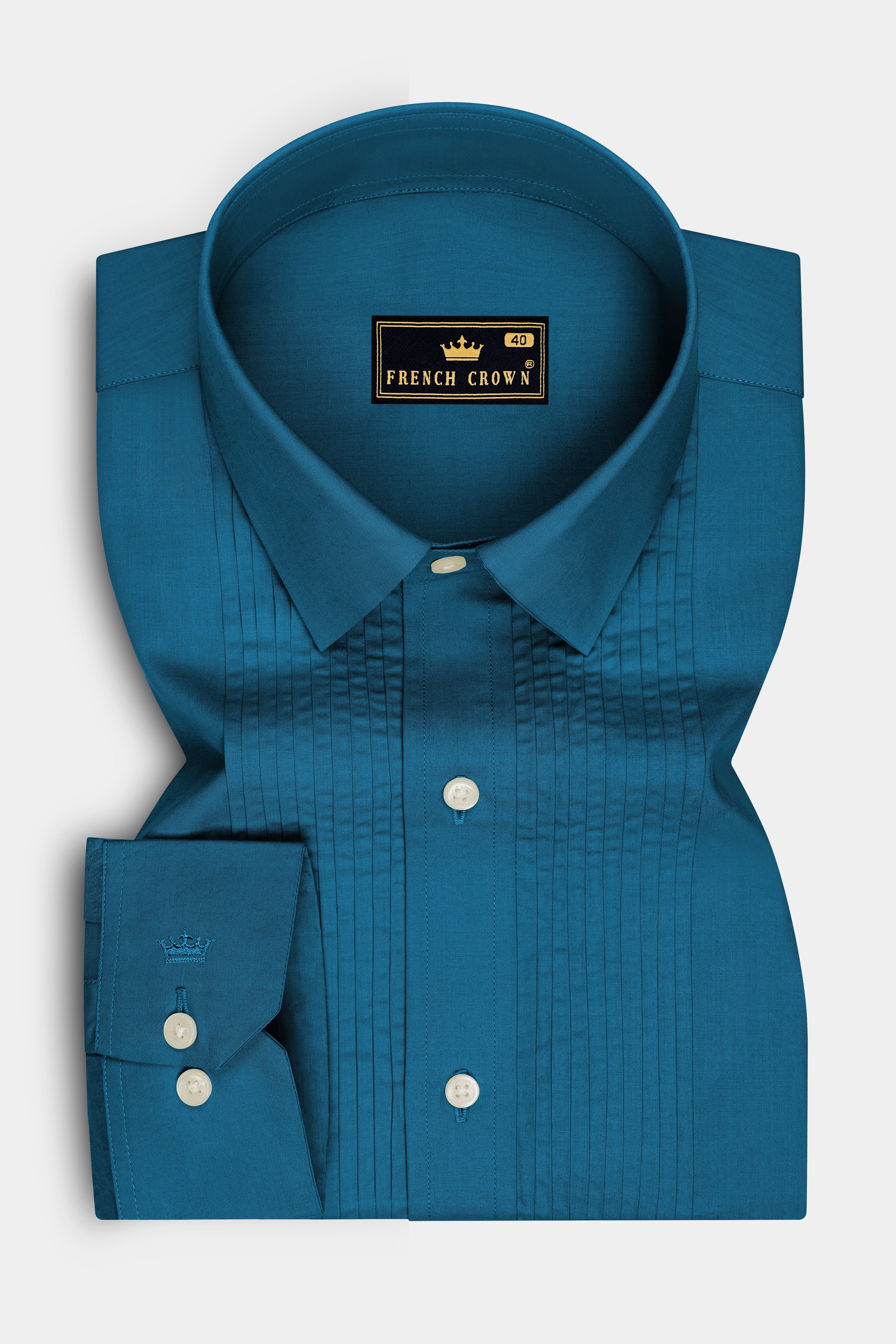 Aether-Chathams Blue Premium Giza Cotton Tuxedo Dress Shirt