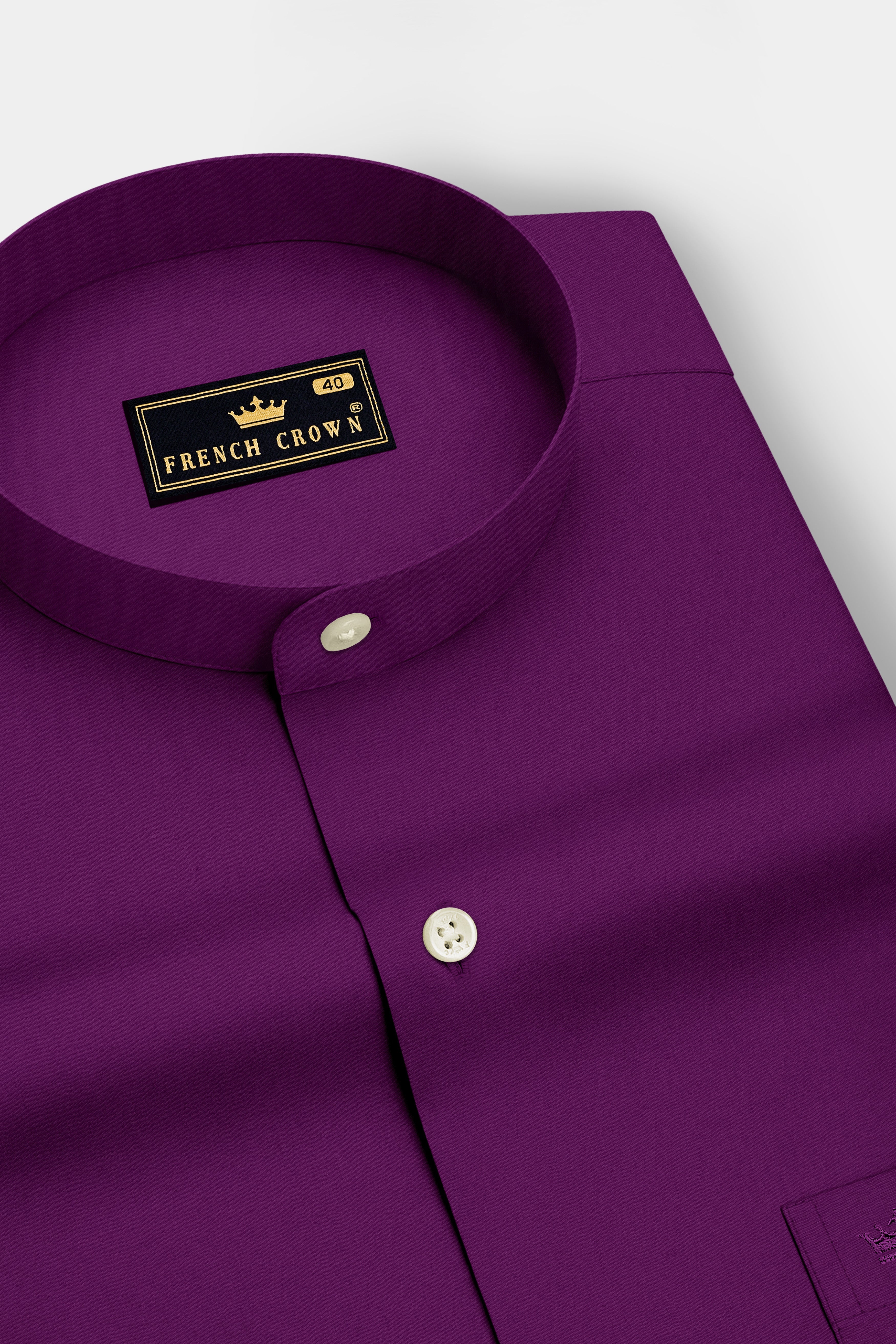 Imperium-Palatinate Purple Premium Giza Cotton Mandarin Casual Shirt