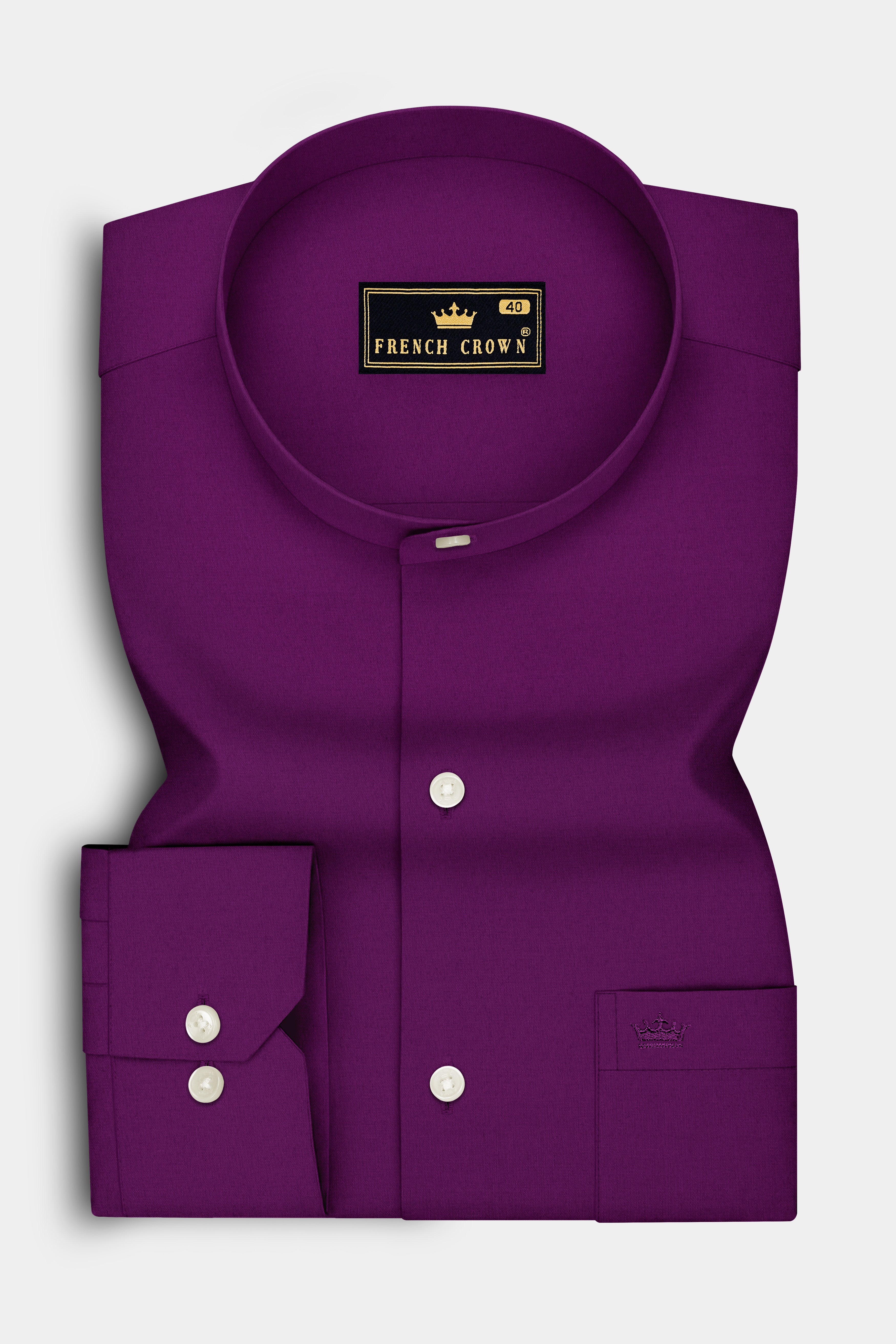 Imperium-Palatinate Purple Premium Giza Cotton Mandarin Casual Shirt