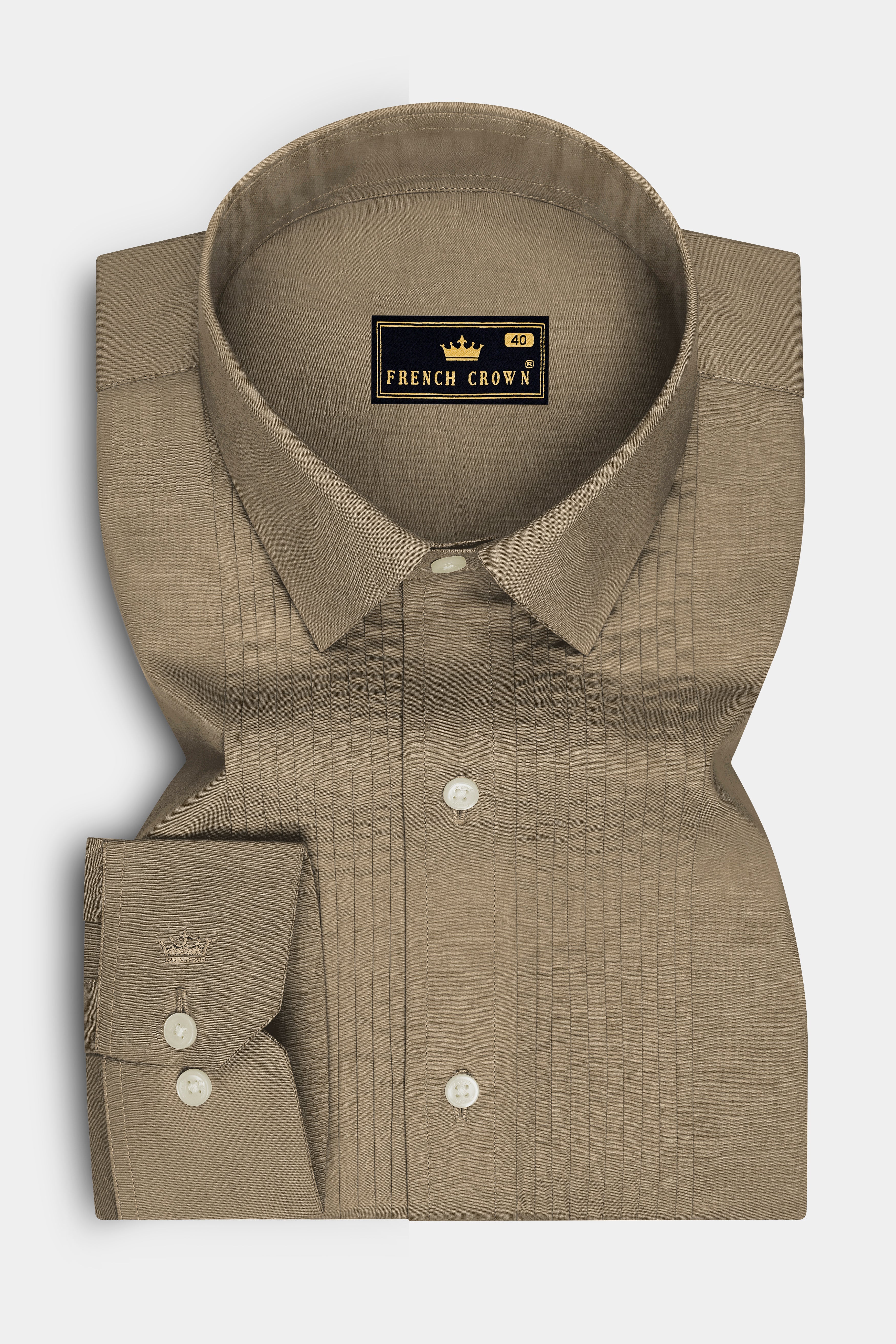 Sienna-Peanut Brown Premium Giza Cotton Tuxedo Dress Shirt