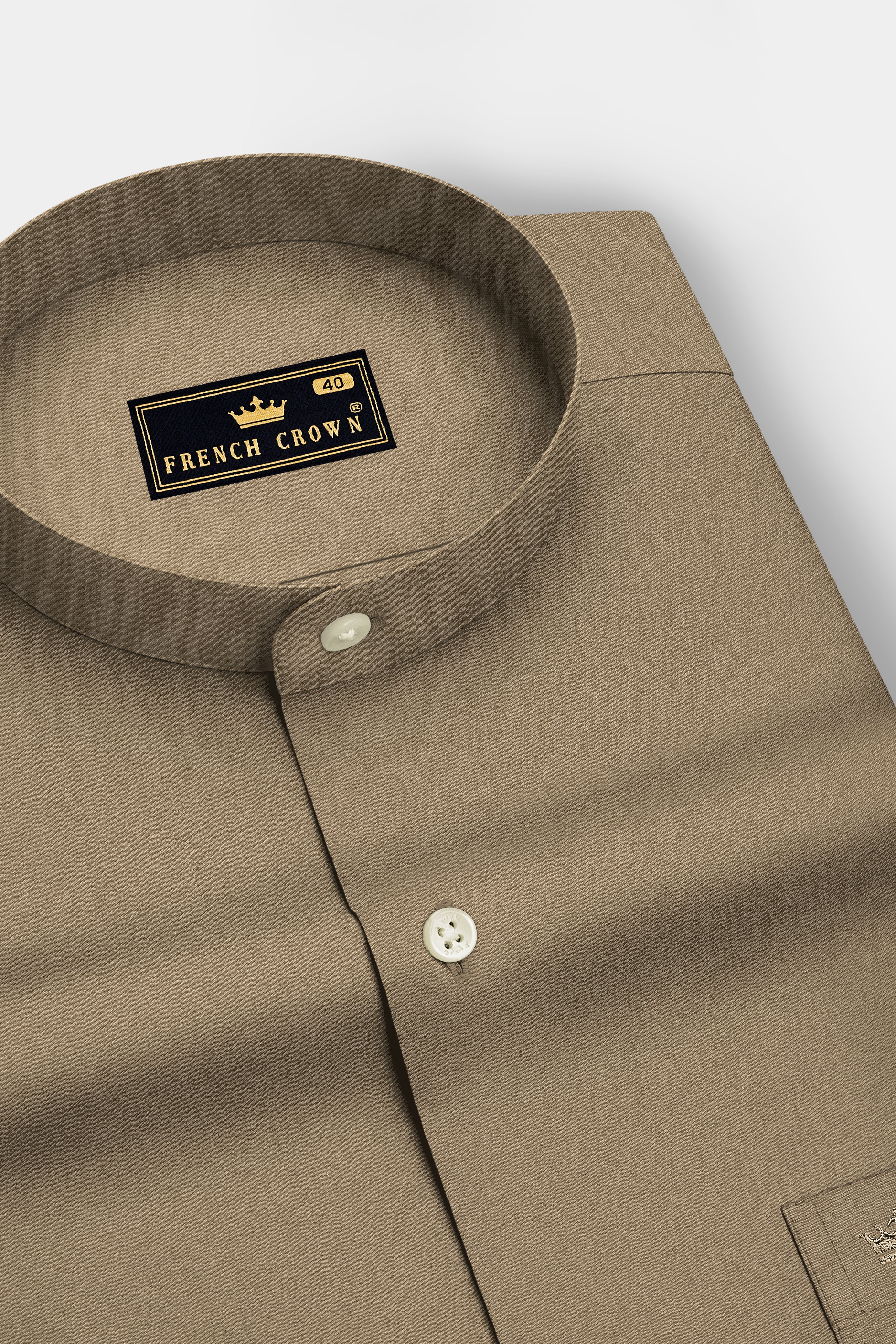 Sienna-Peanut Brown Premium Giza Cotton Mandarin Casual Shirt