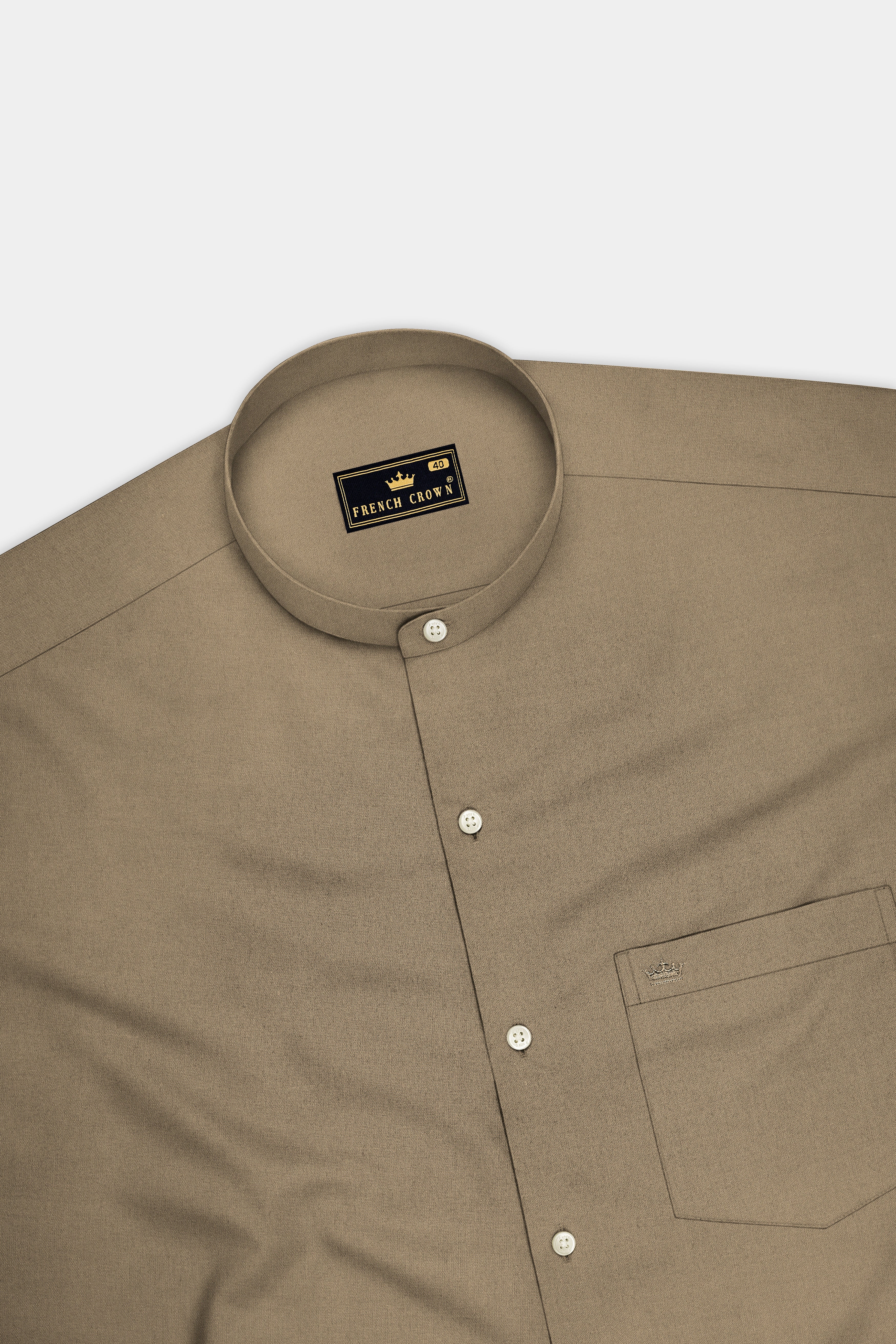 Sienna-Peanut Brown Premium Giza Cotton Mandarin Casual Shirt