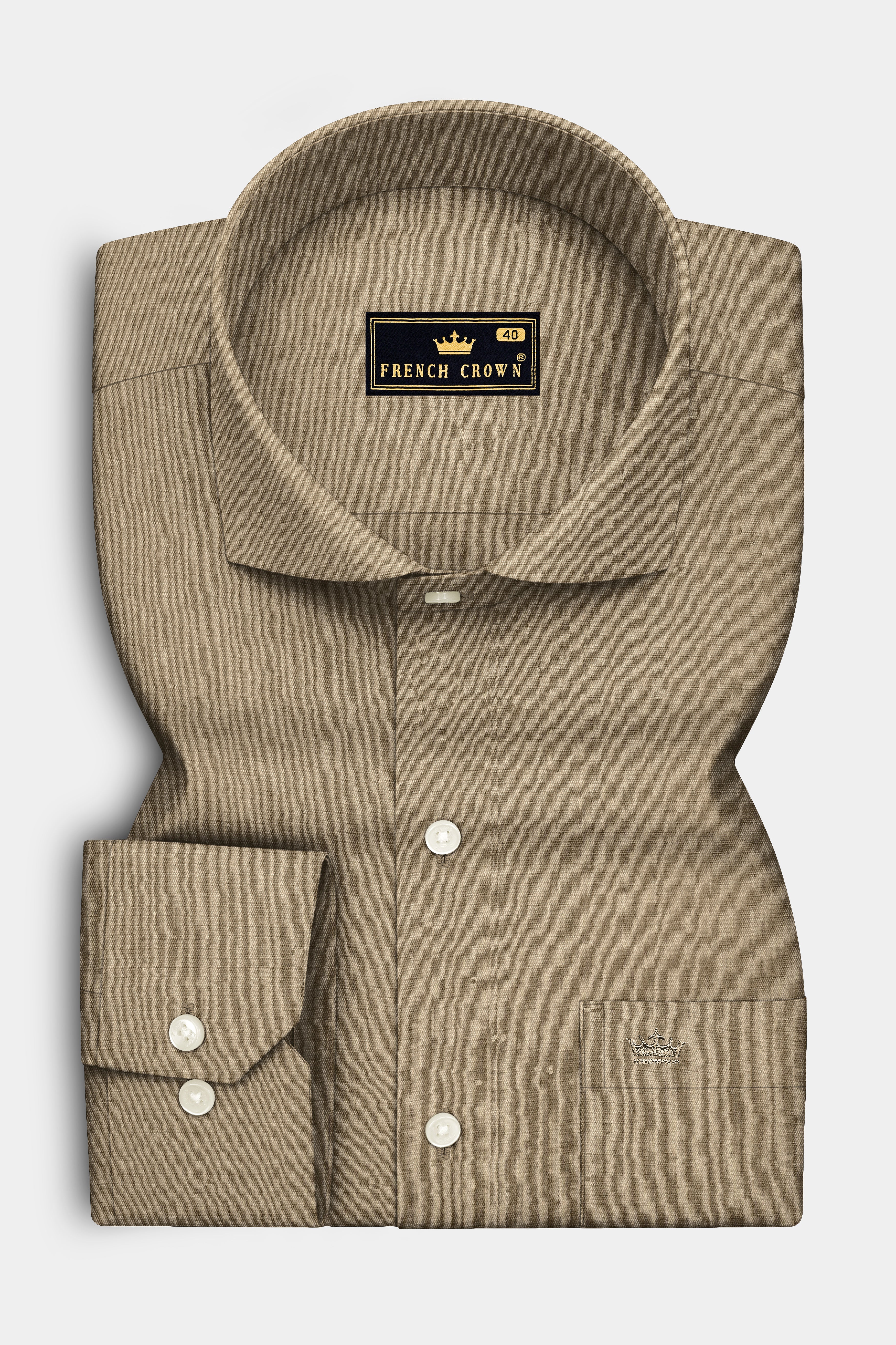 Sienna-Peanut Brown Premium Giza Cotton Cut Away Collar Dress Shirt