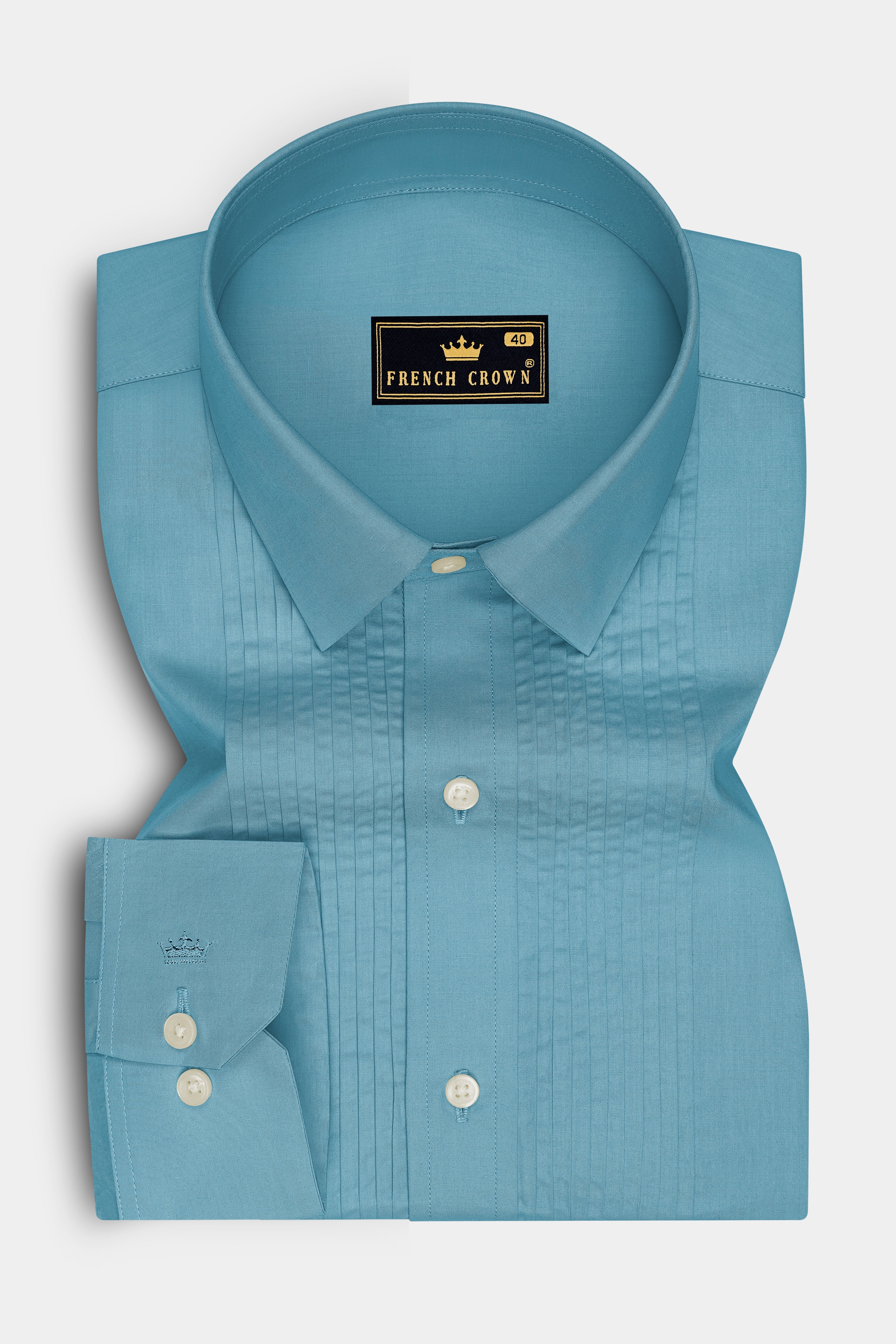 Celestia-Glacier Blue Premium Giza Cotton Tuxedo Dress Shirt