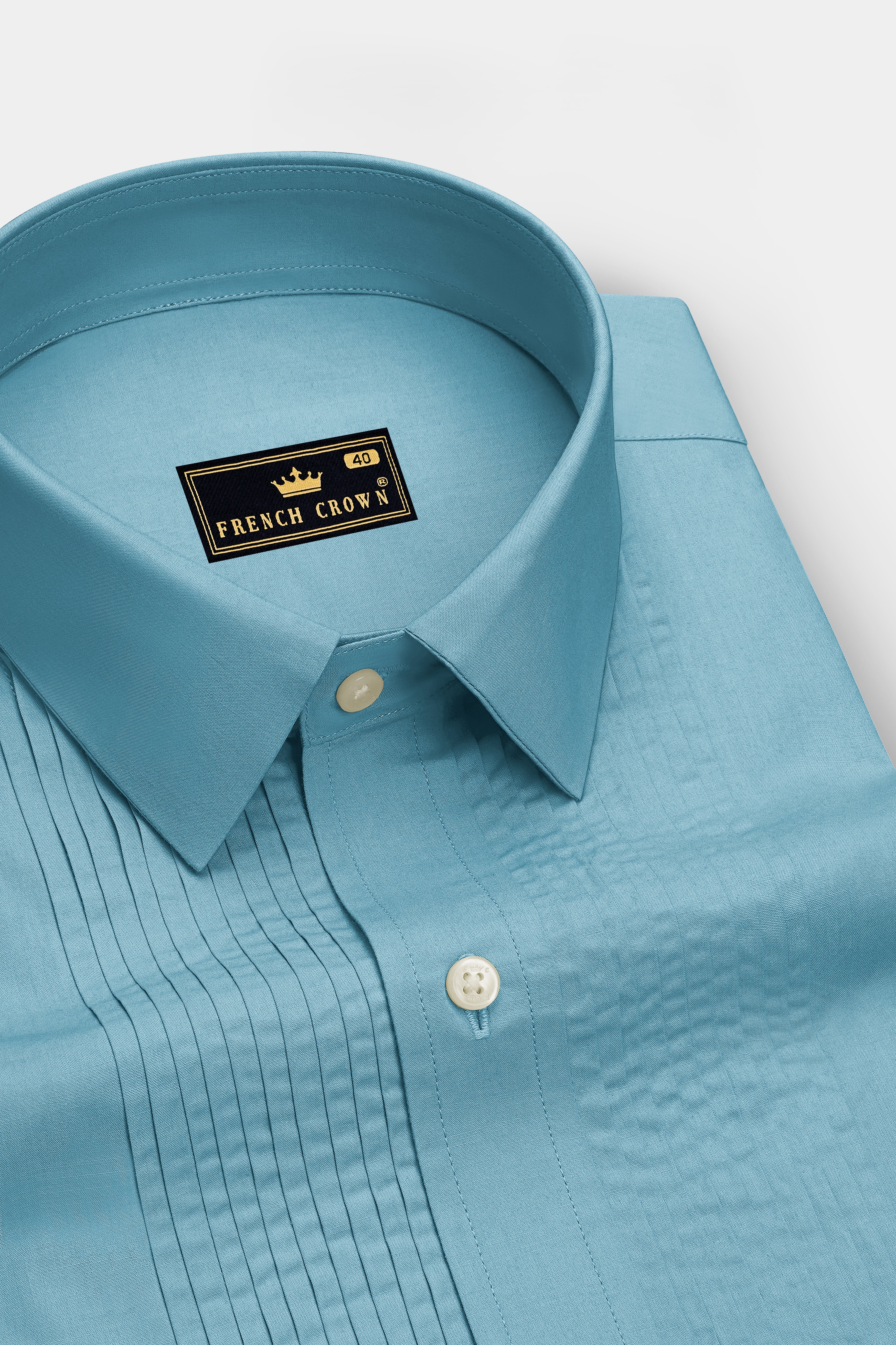 Celestia-Glacier Blue Premium Giza Cotton Tuxedo Dress Shirt