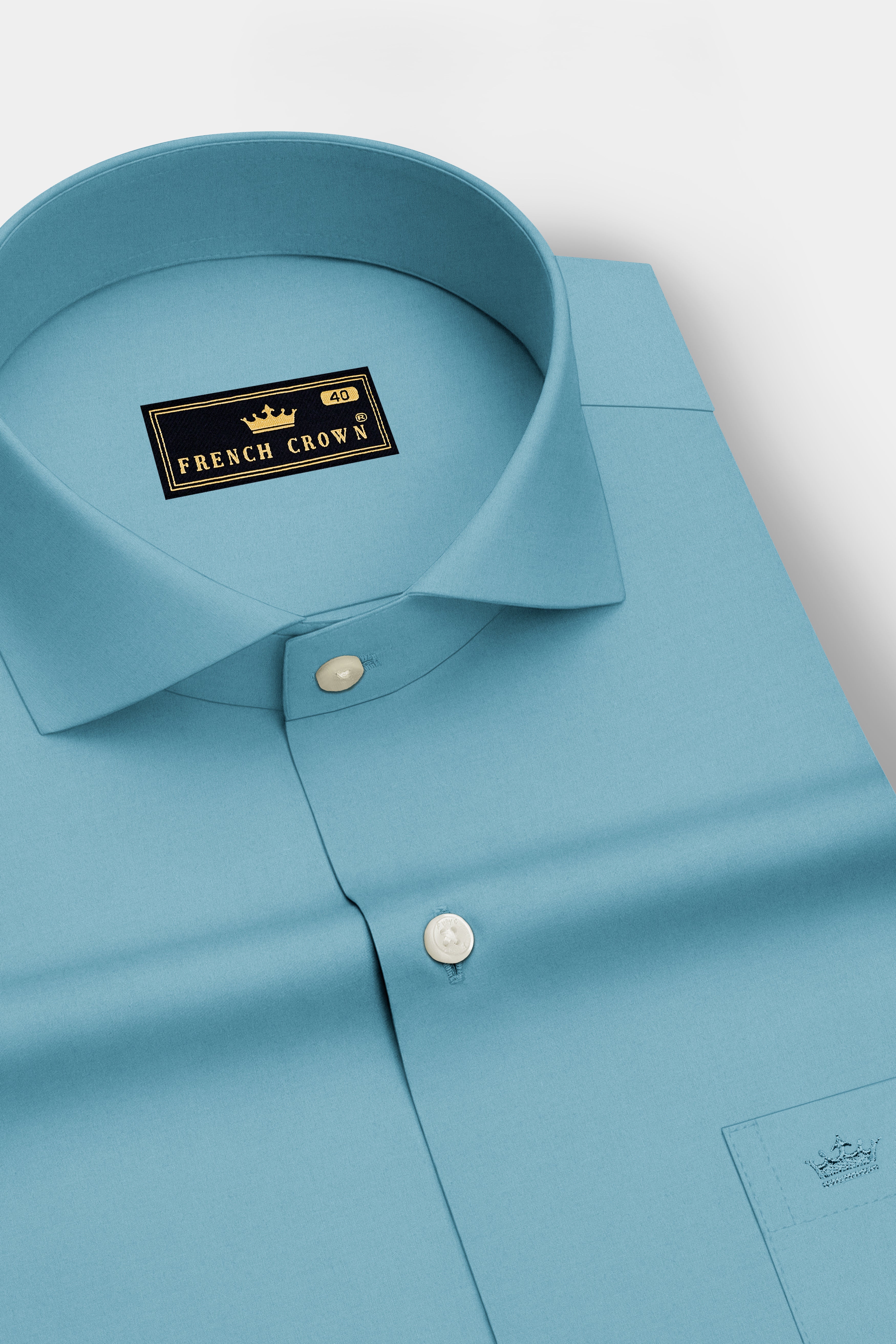Celestia-Glacier Blue Premium Giza Cotton Cut Away Collar Dress Shirt