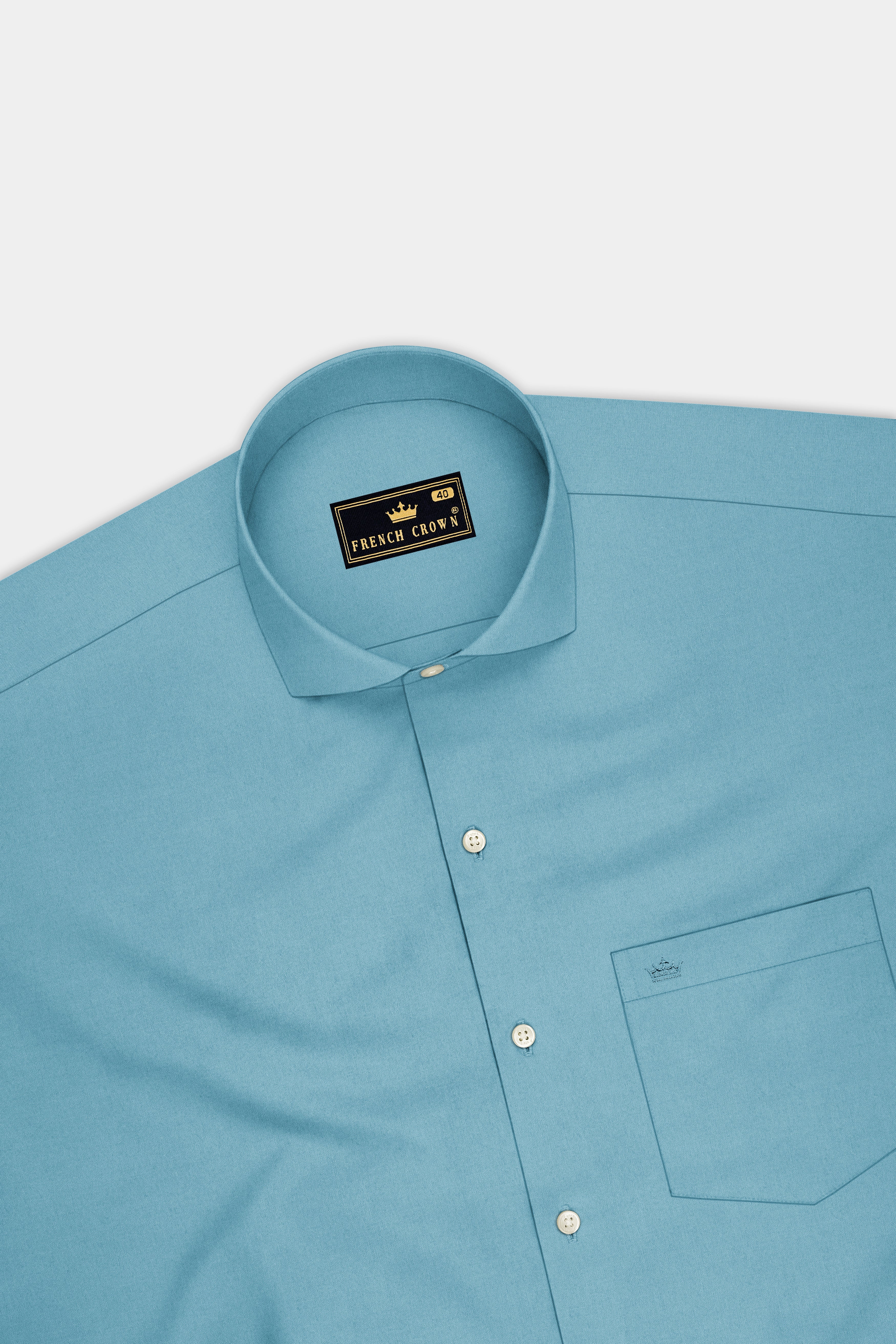 Celestia-Glacier Blue Premium Giza Cotton Cut Away Collar Dress Shirt
