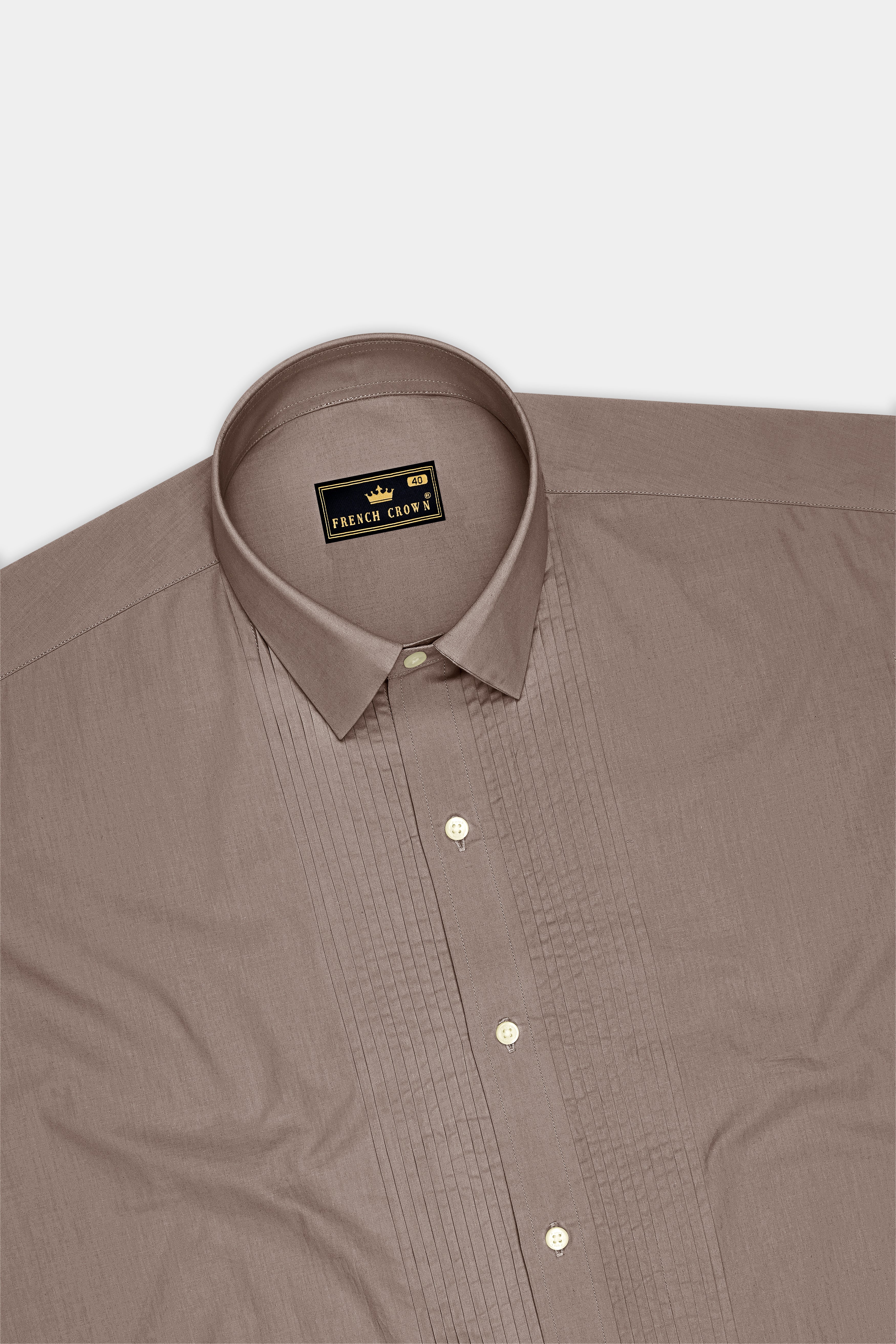 Soren-Hurricane Brown Premium Giza Cotton Tuxedo Dress Shirt