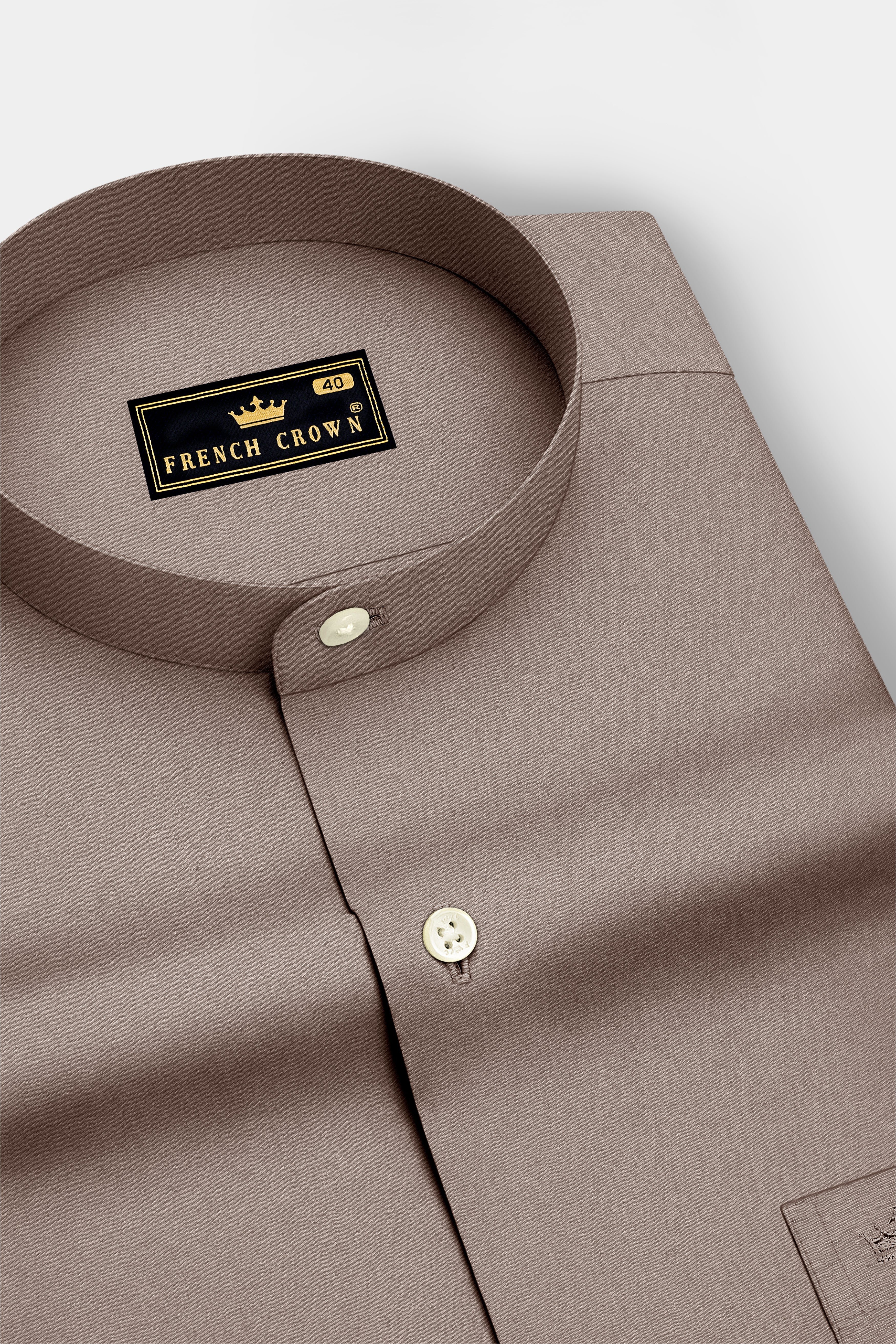 Soren-Hurricane Brown Premium Giza Cotton Mandarin Casual Shirt
