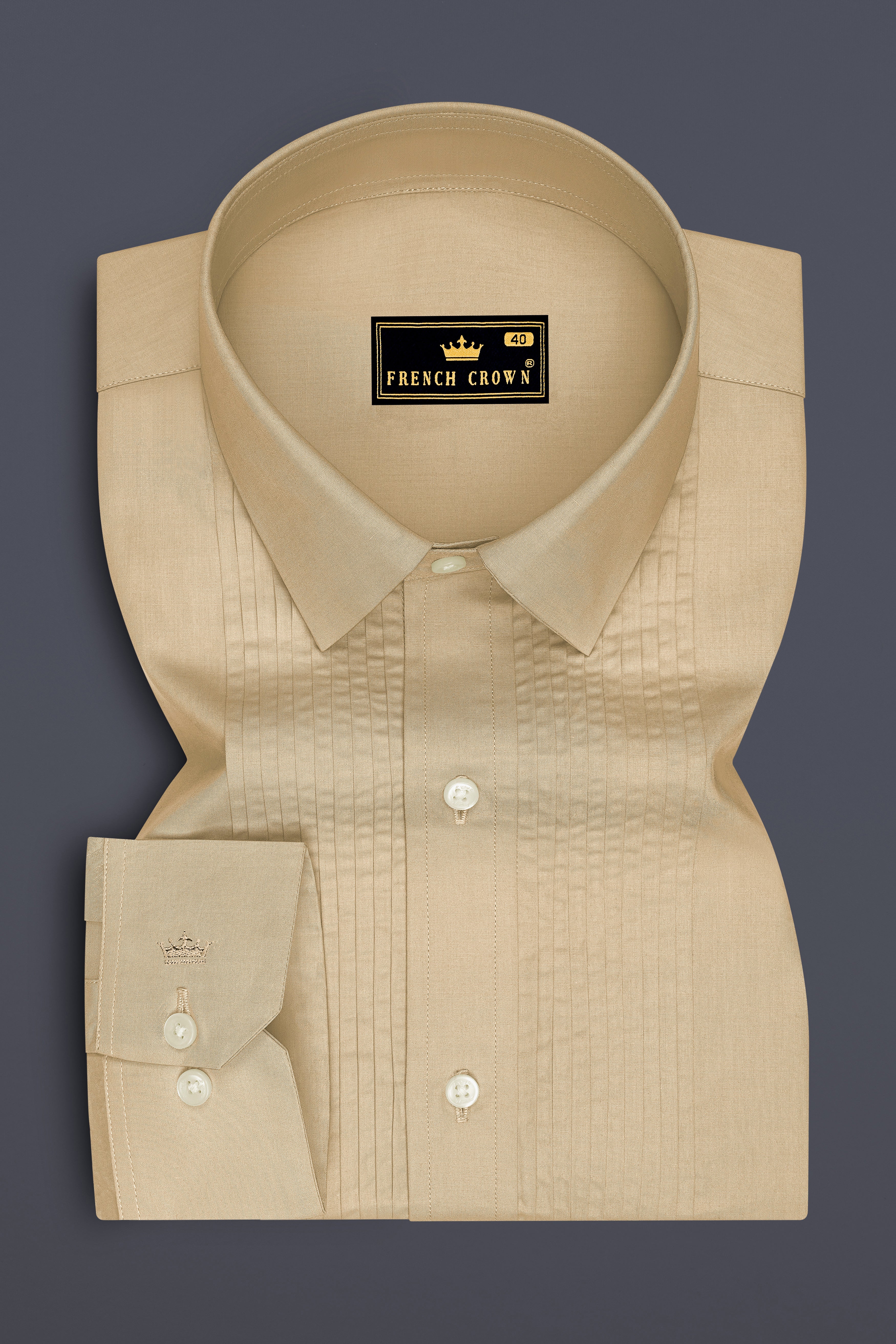 Aurelis-Pavlova Brown Premium Giza Cotton Tuxedo Dress Shirt