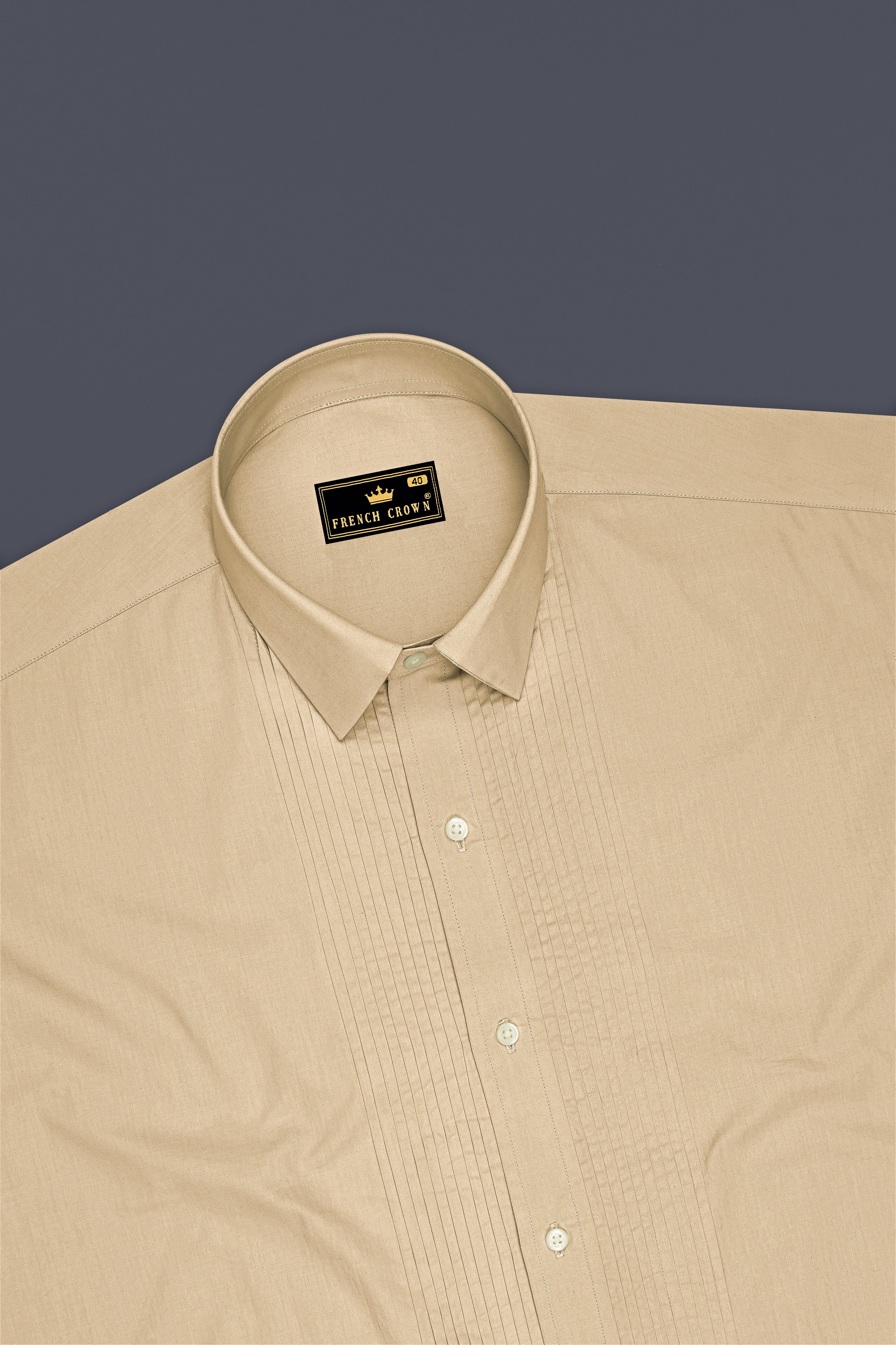 Aurelis-Pavlova Brown Premium Giza Cotton Tuxedo Dress Shirt