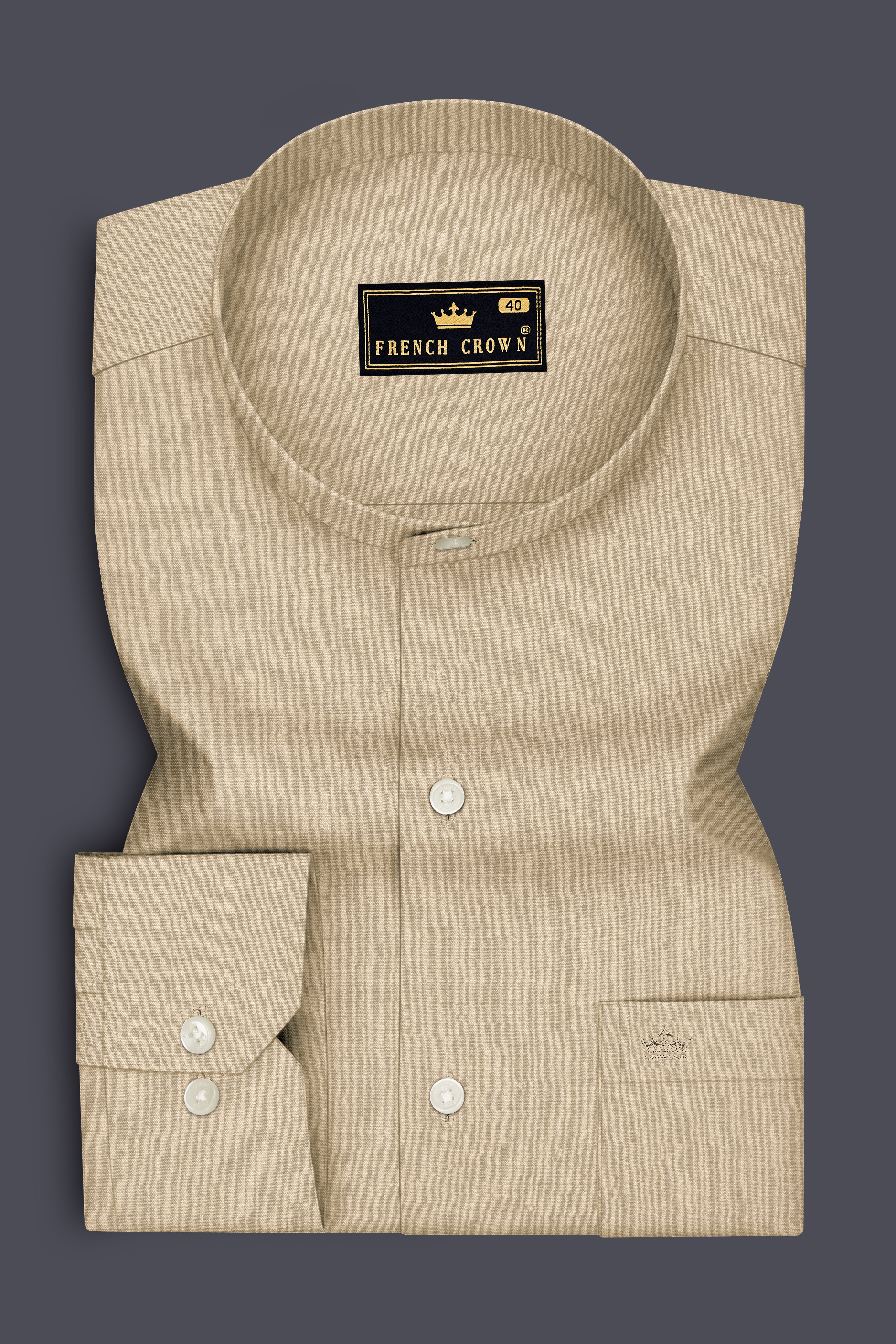Aurelis-Pavlova Brown Premium Giza Cotton Mandarin Casual Shirt