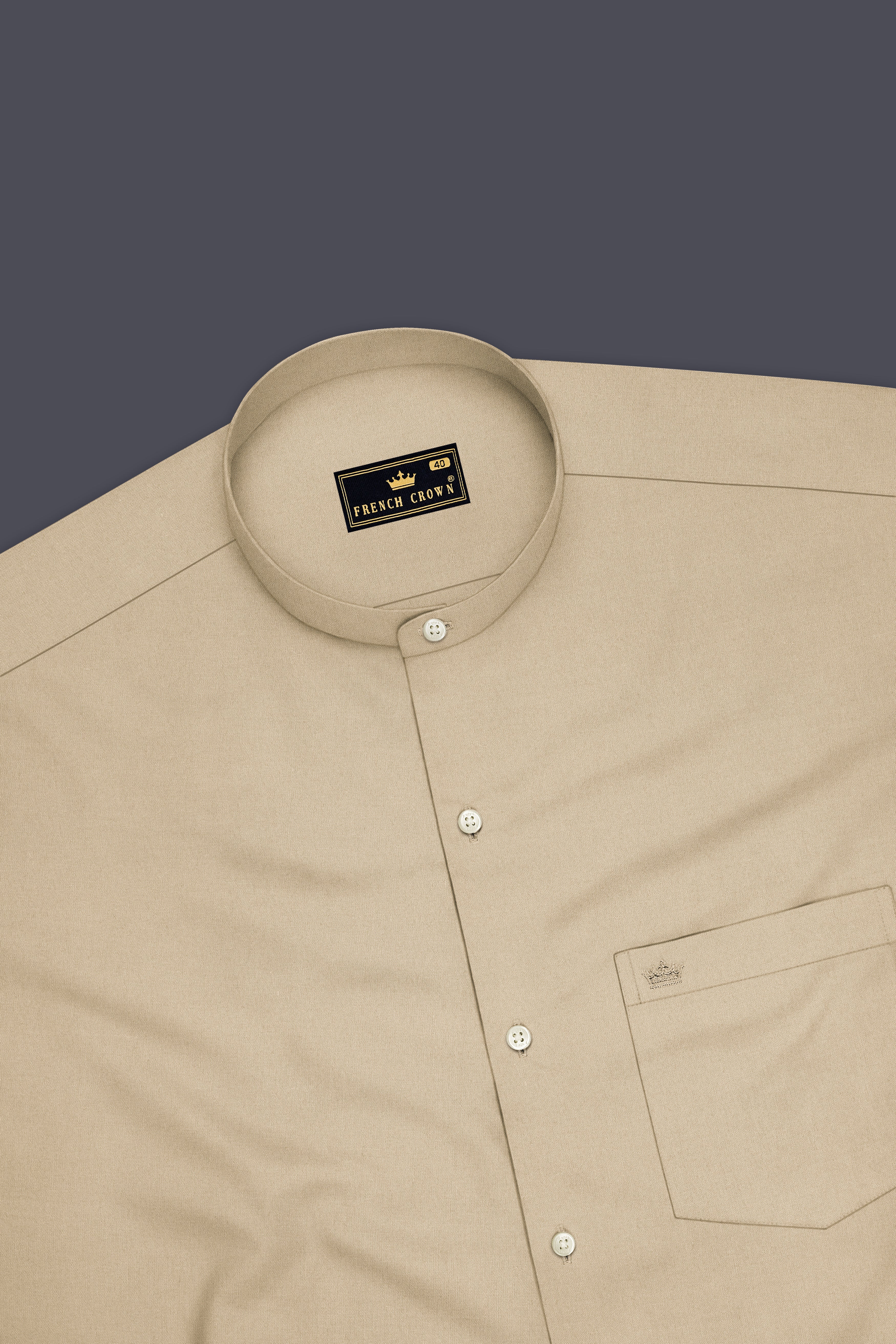 Aurelis-Pavlova Brown Premium Giza Cotton Mandarin Casual Shirt