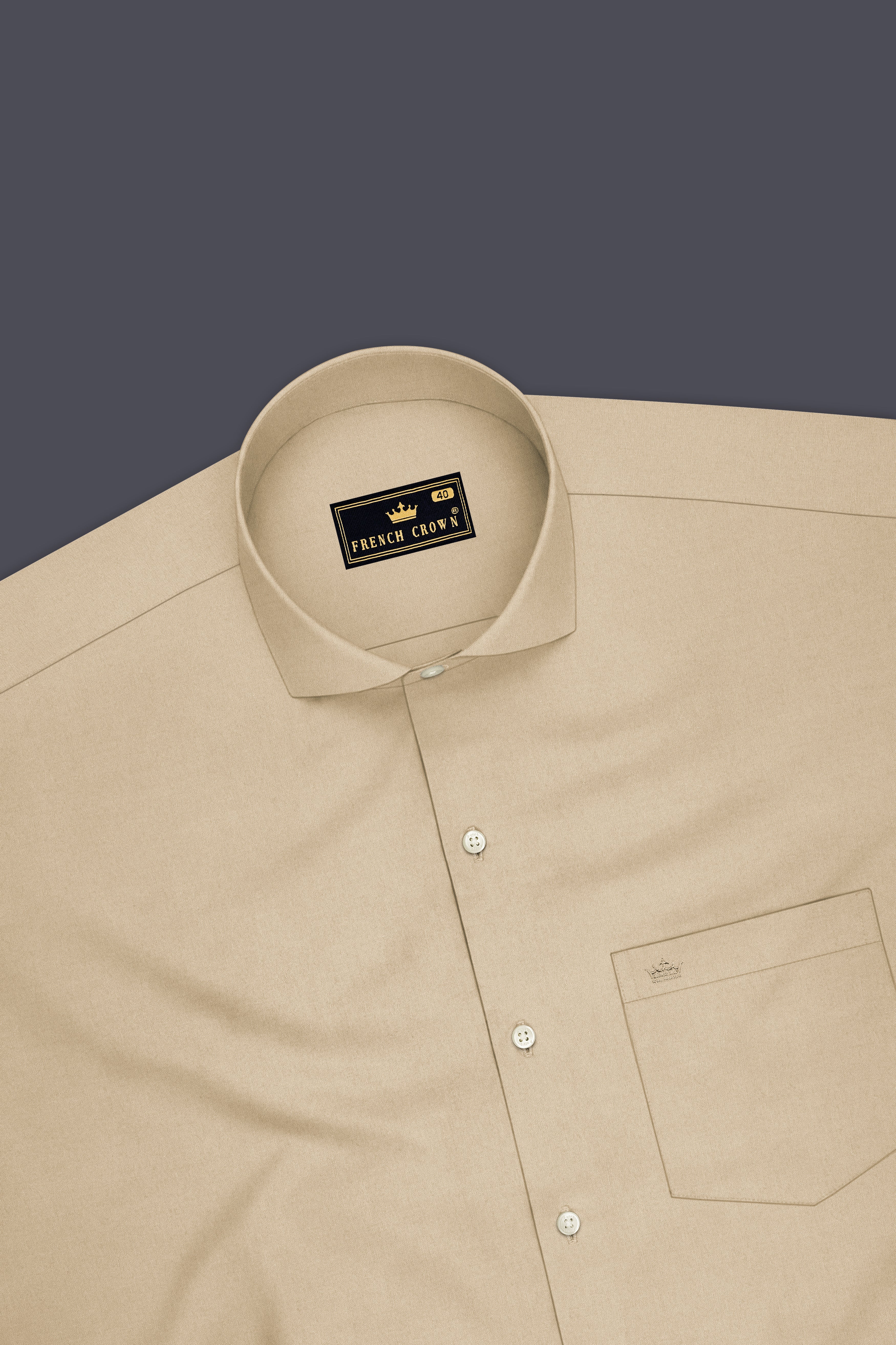 Aurelis-Pavlova Brown Premium Giza Cotton Cut Away Collar Dress Shirt