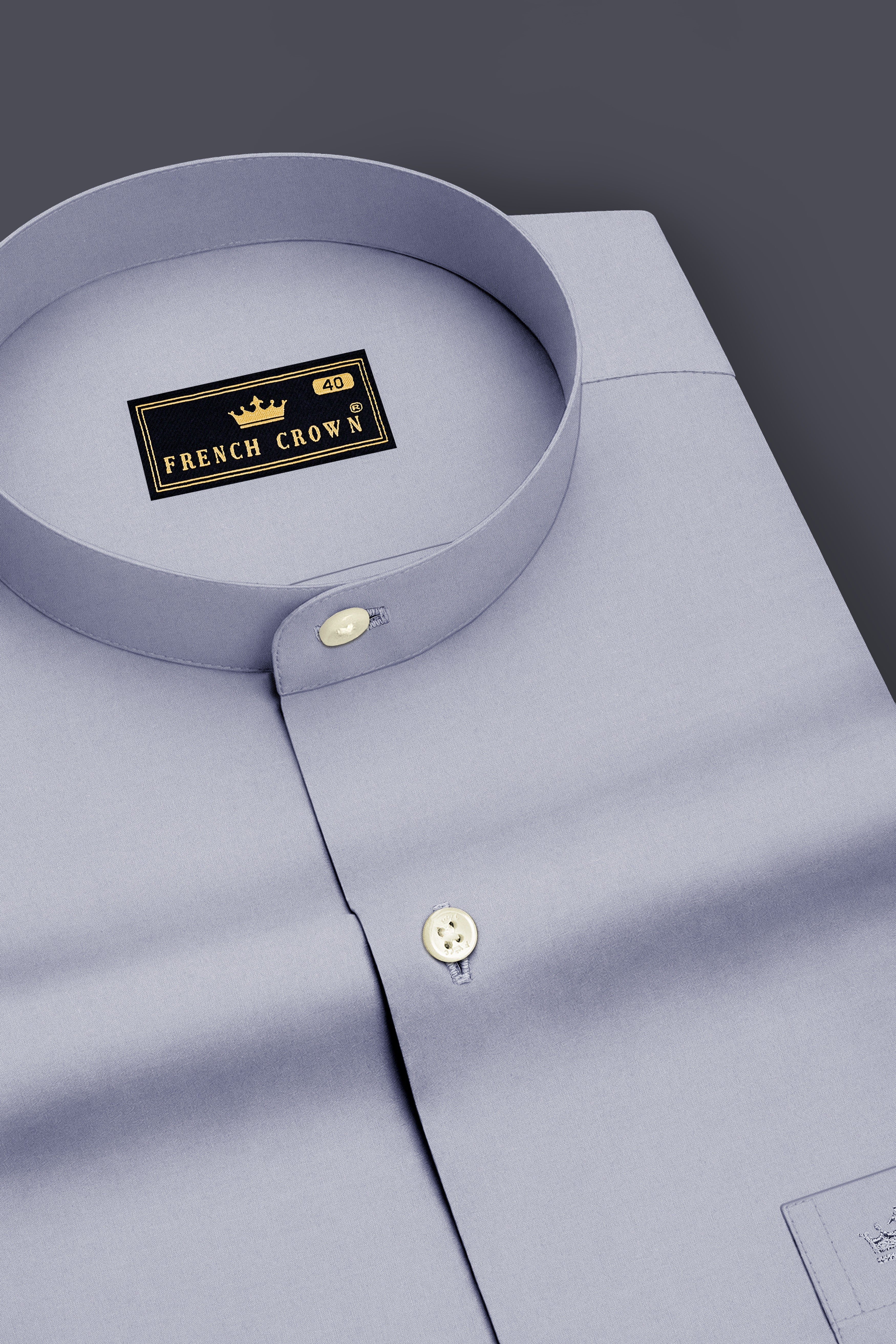 Sterling-Cadet Gray Premium Giza Cotton Mandarin Casual Shirt