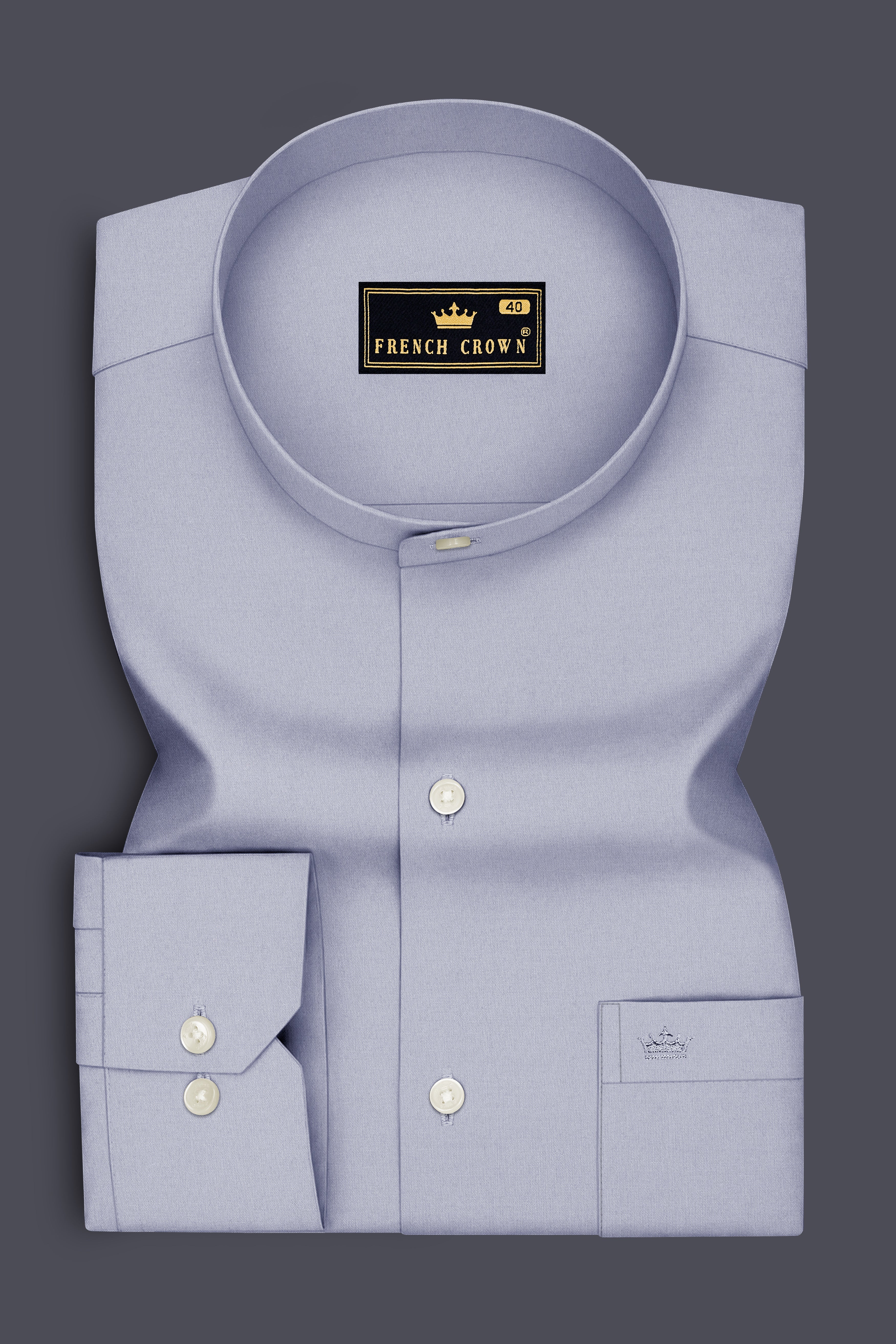 Sterling-Cadet Gray Premium Giza Cotton Mandarin Casual Shirt