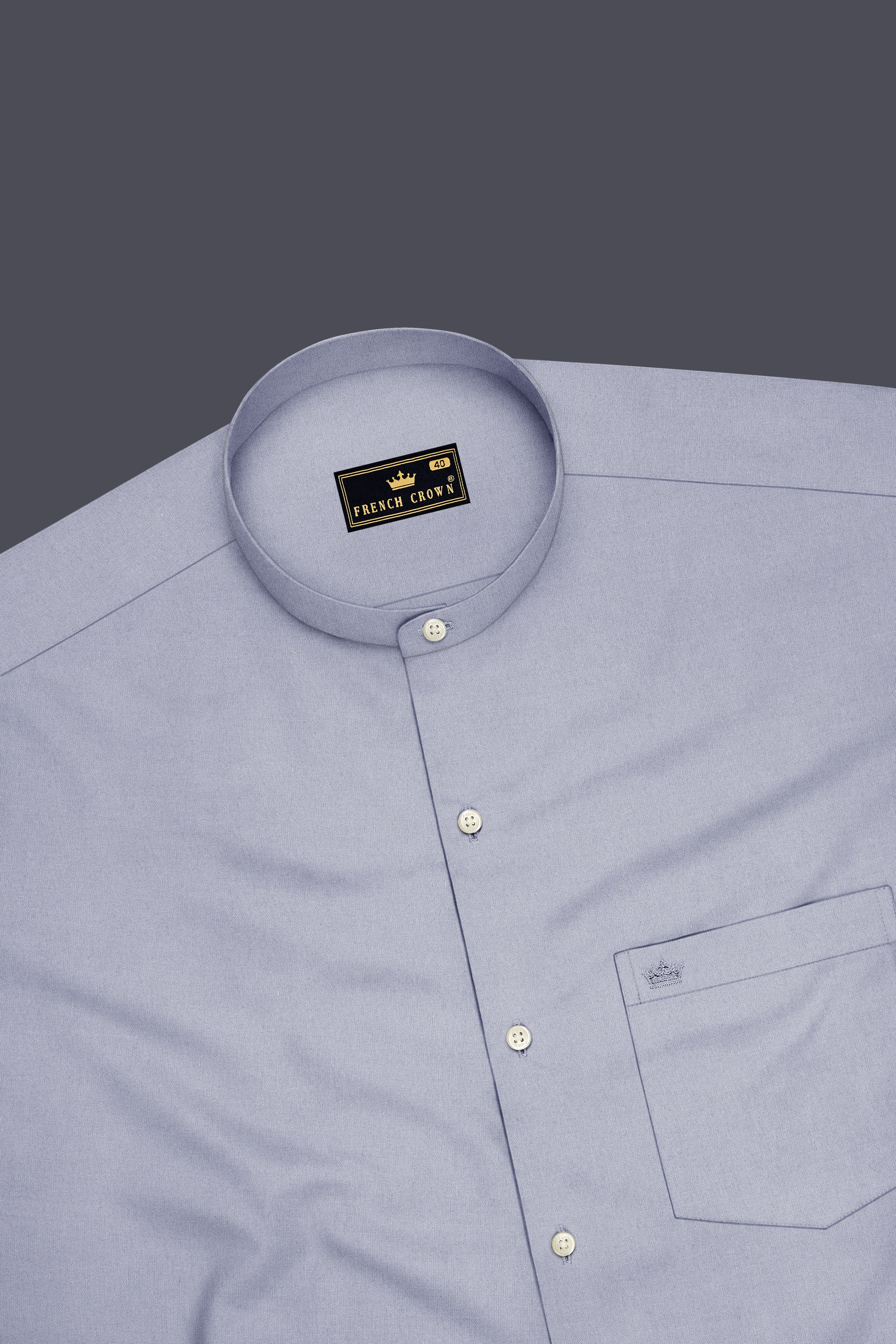 Sterling-Cadet Gray Premium Giza Cotton Mandarin Casual Shirt