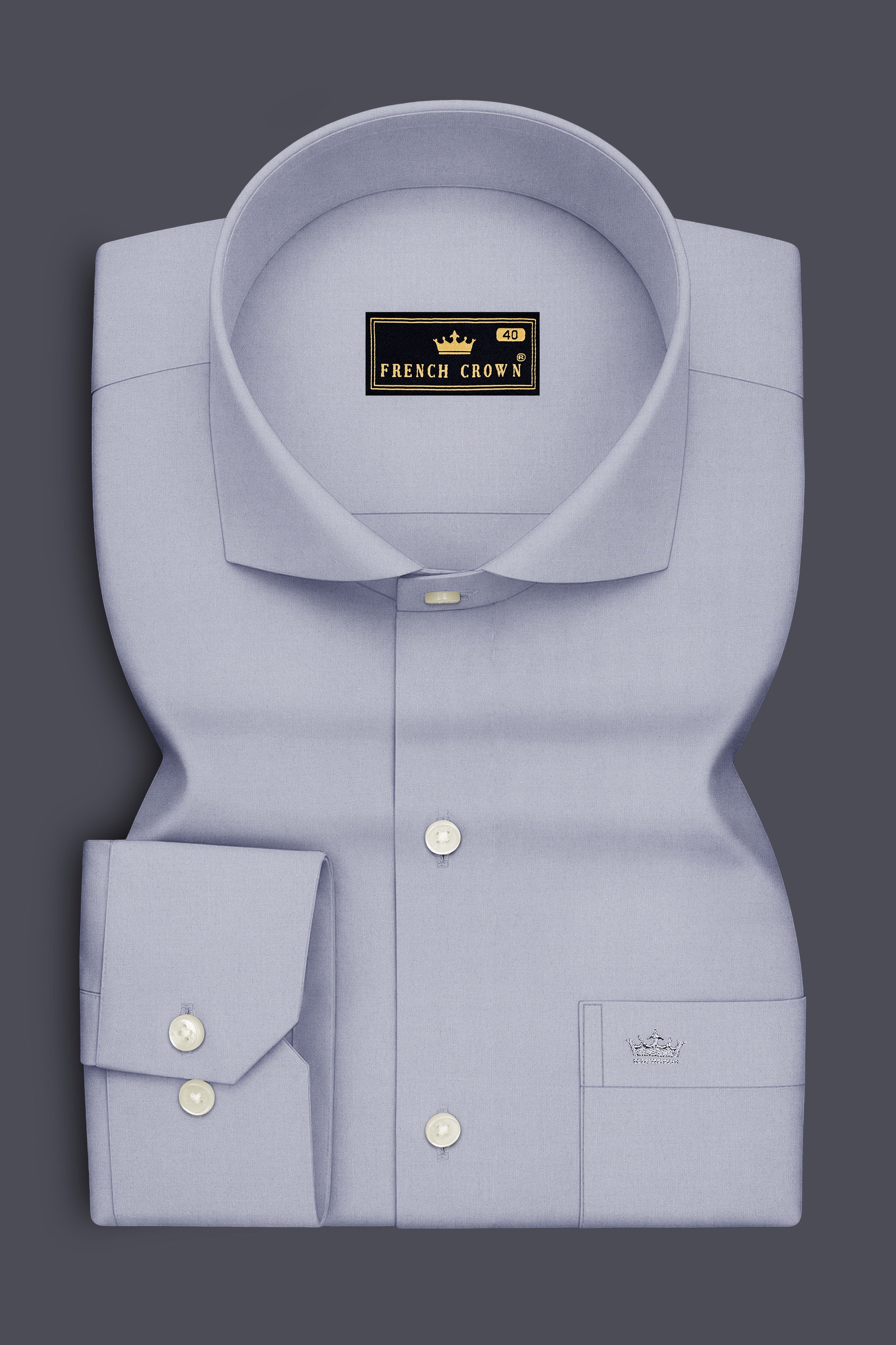 Sterling-Cadet Gray Premium Giza Cotton Cut Away Collar Dress Shirt