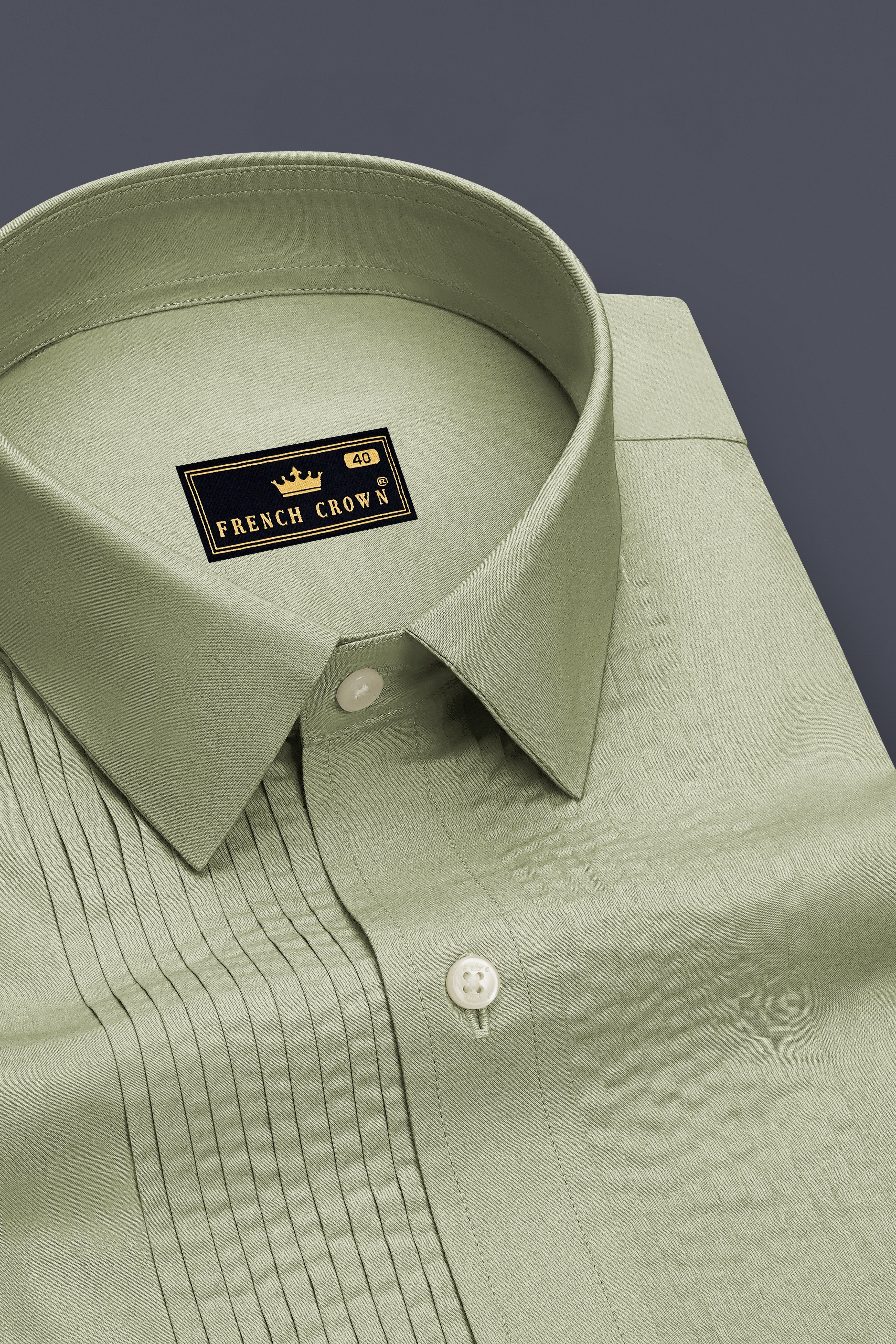 Verdure-Locust Green Premium Giza Cotton Tuxedo Dress Shirt