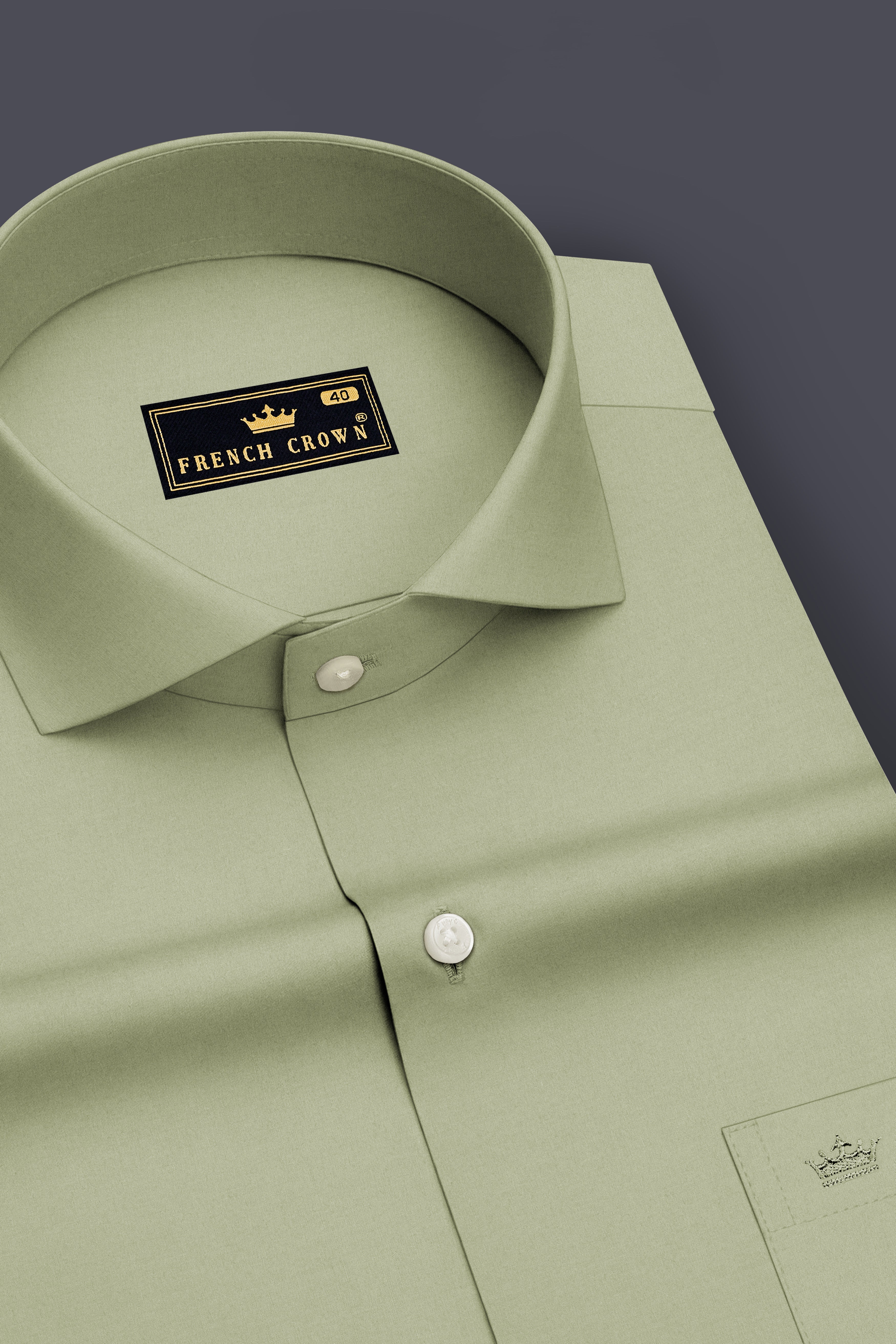 Verdure-Locust Green Premium Giza Cotton Cut Away Collar Dress Shirt