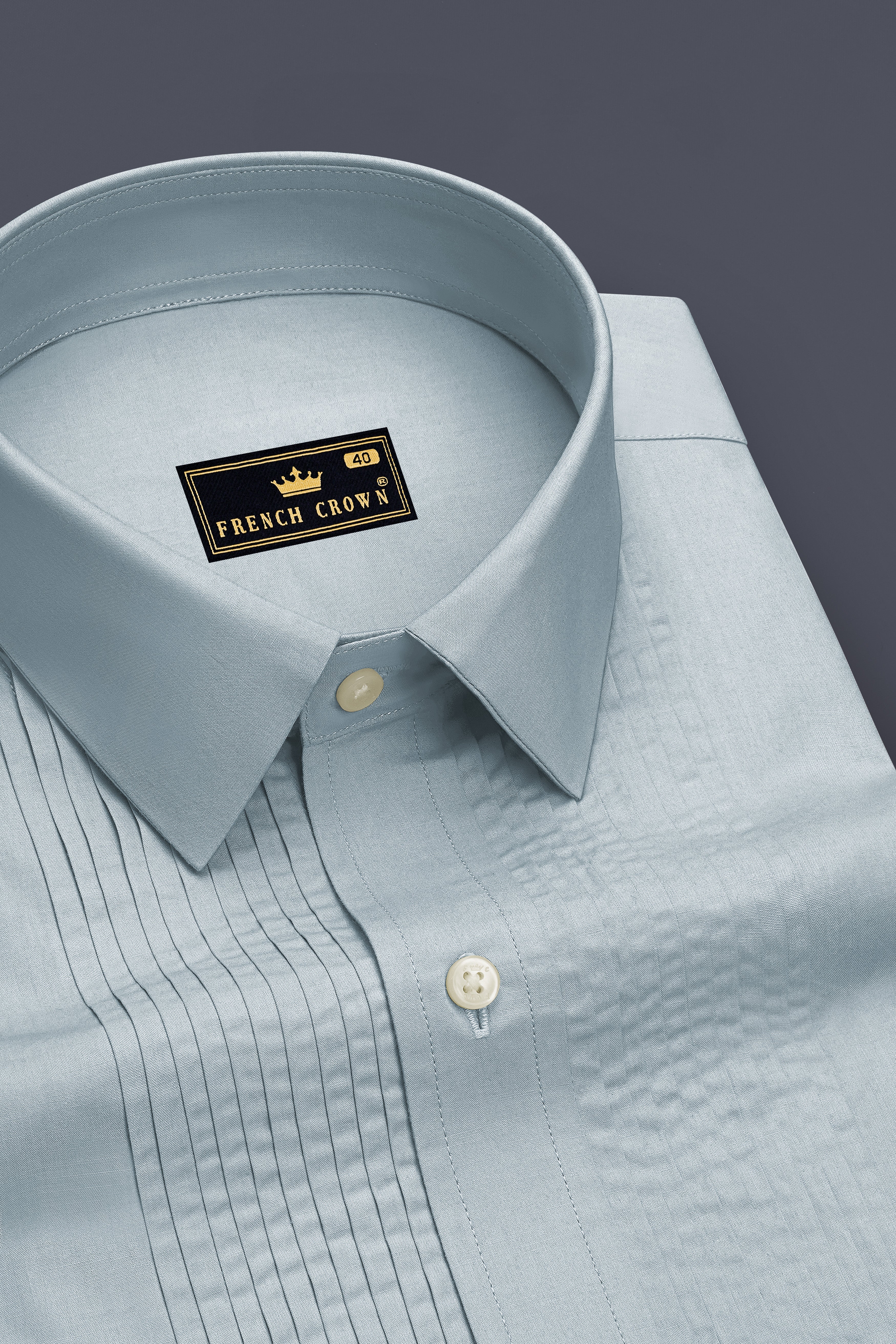 Virel-Cadet Blue Premium Giza Cotton Tuxedo Dress Shirt