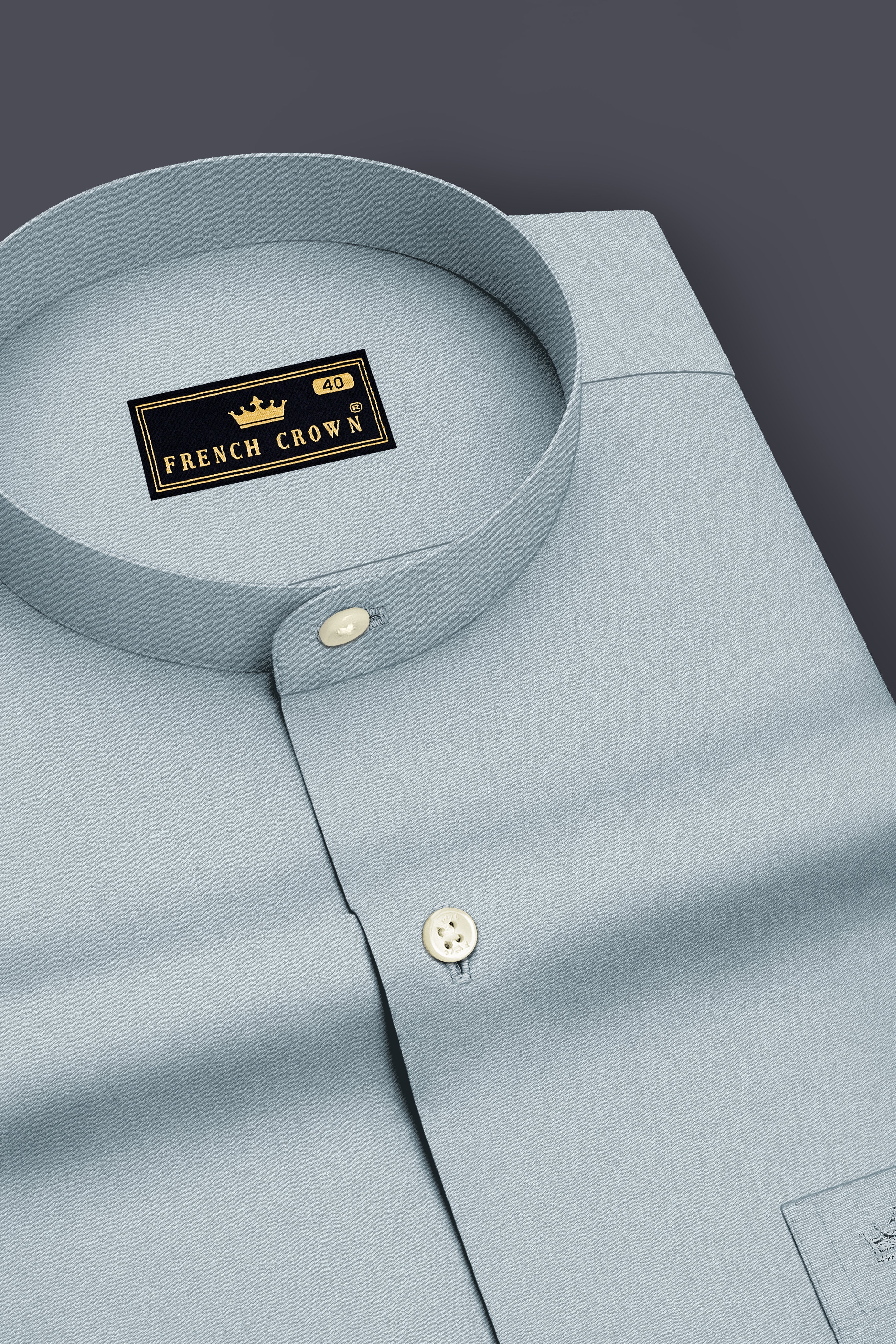 Virel-Cadet Blue Premium Giza Cotton Mandarin Casual Shirt