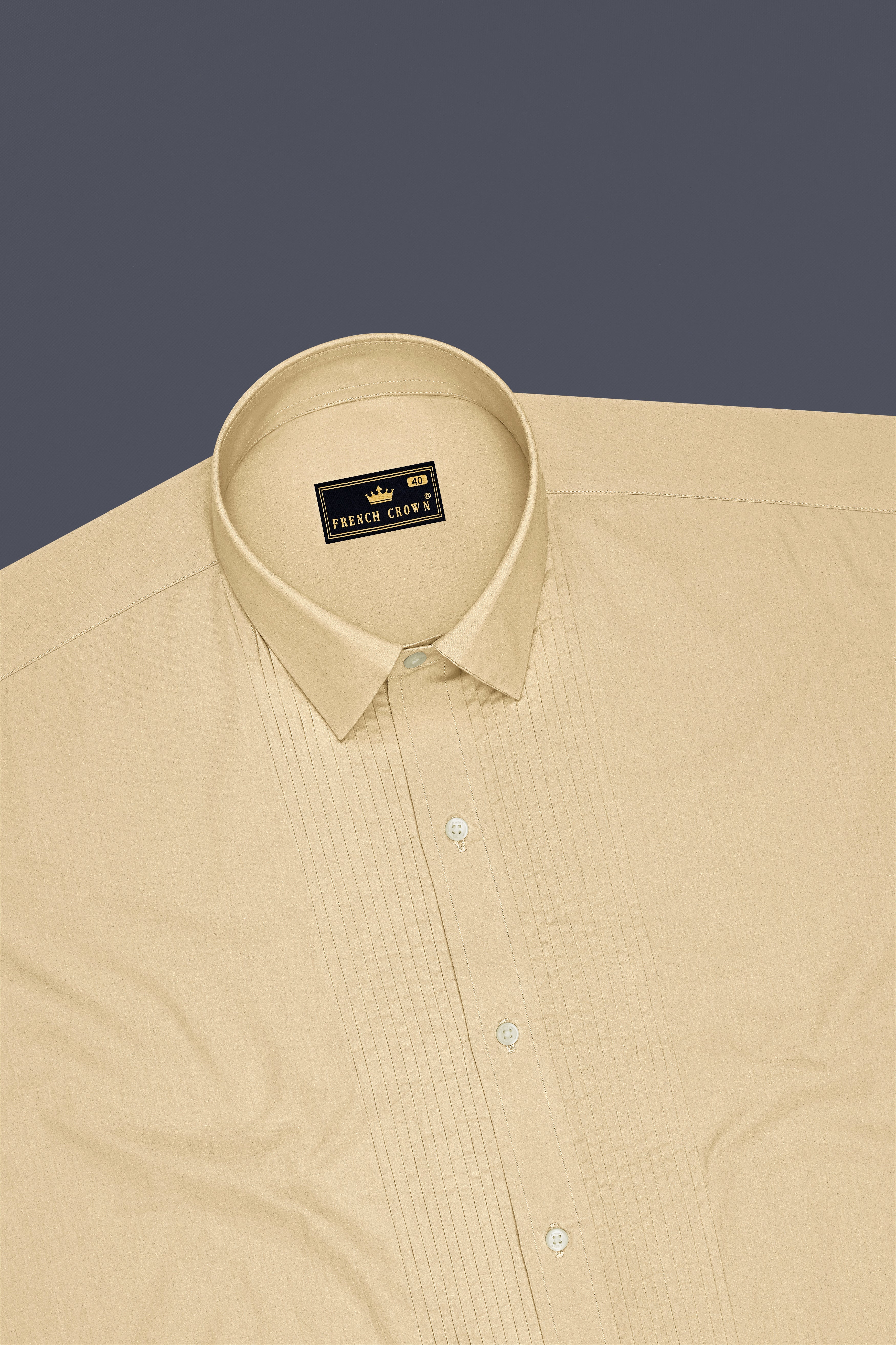 Earthen-Sapling Brown Premium Giza Cotton Tuxedo Dress Shirt