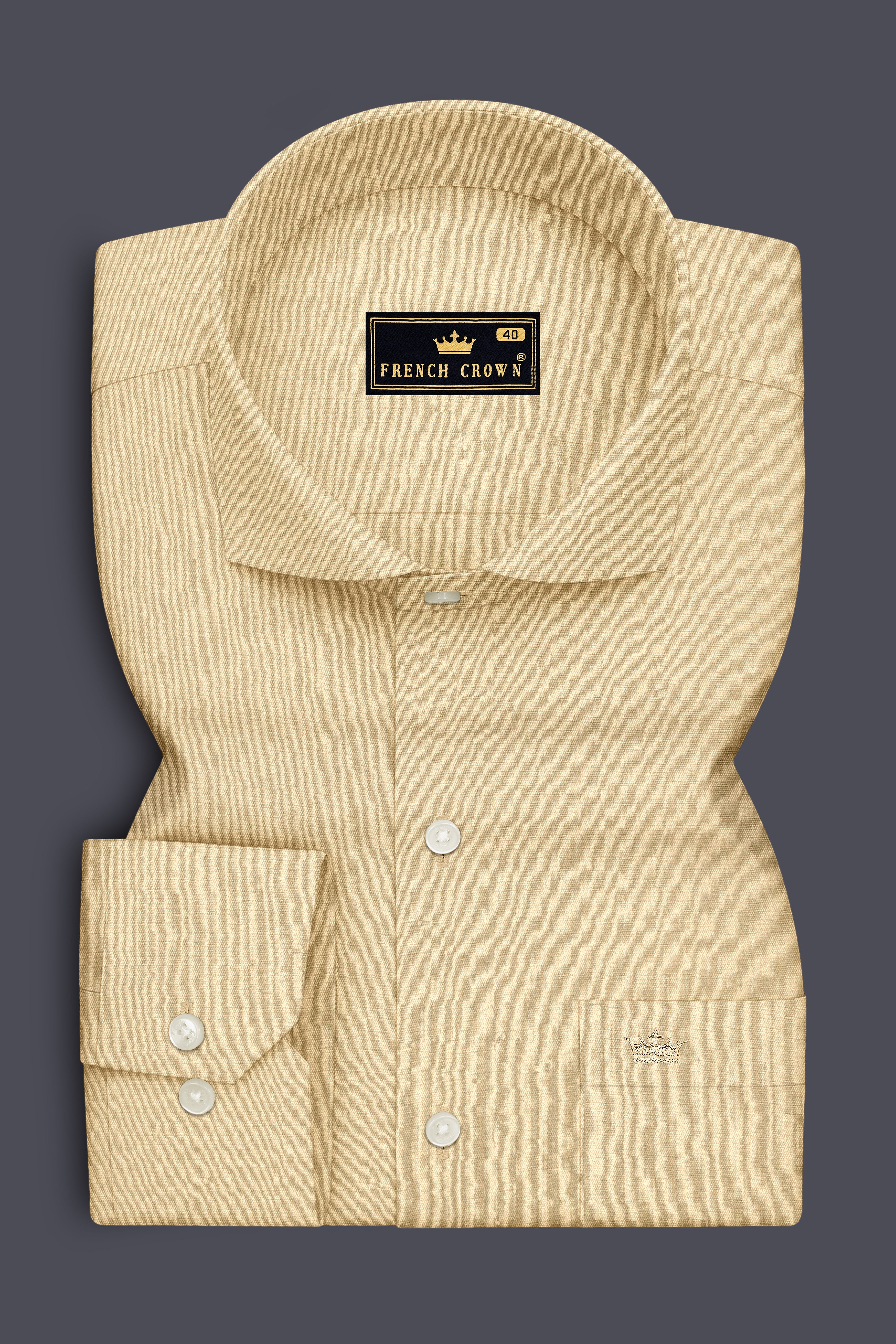 Earthen-Sapling Brown Premium Giza Cotton Cut Away Collar Dress Shirt