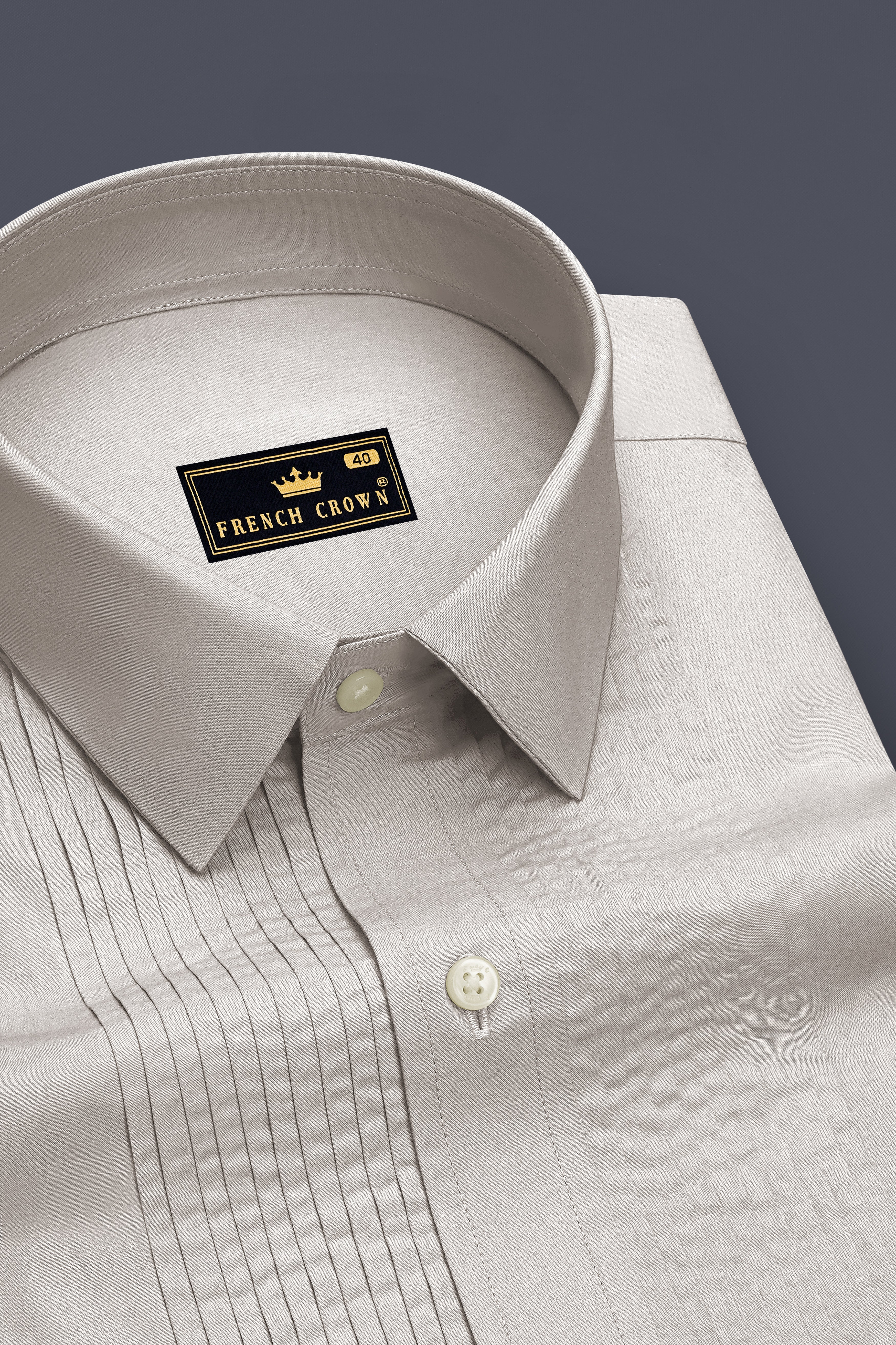 Kairo-Timberwolf Gray Premium Giza Cotton Tuxedo Dress Shirt
