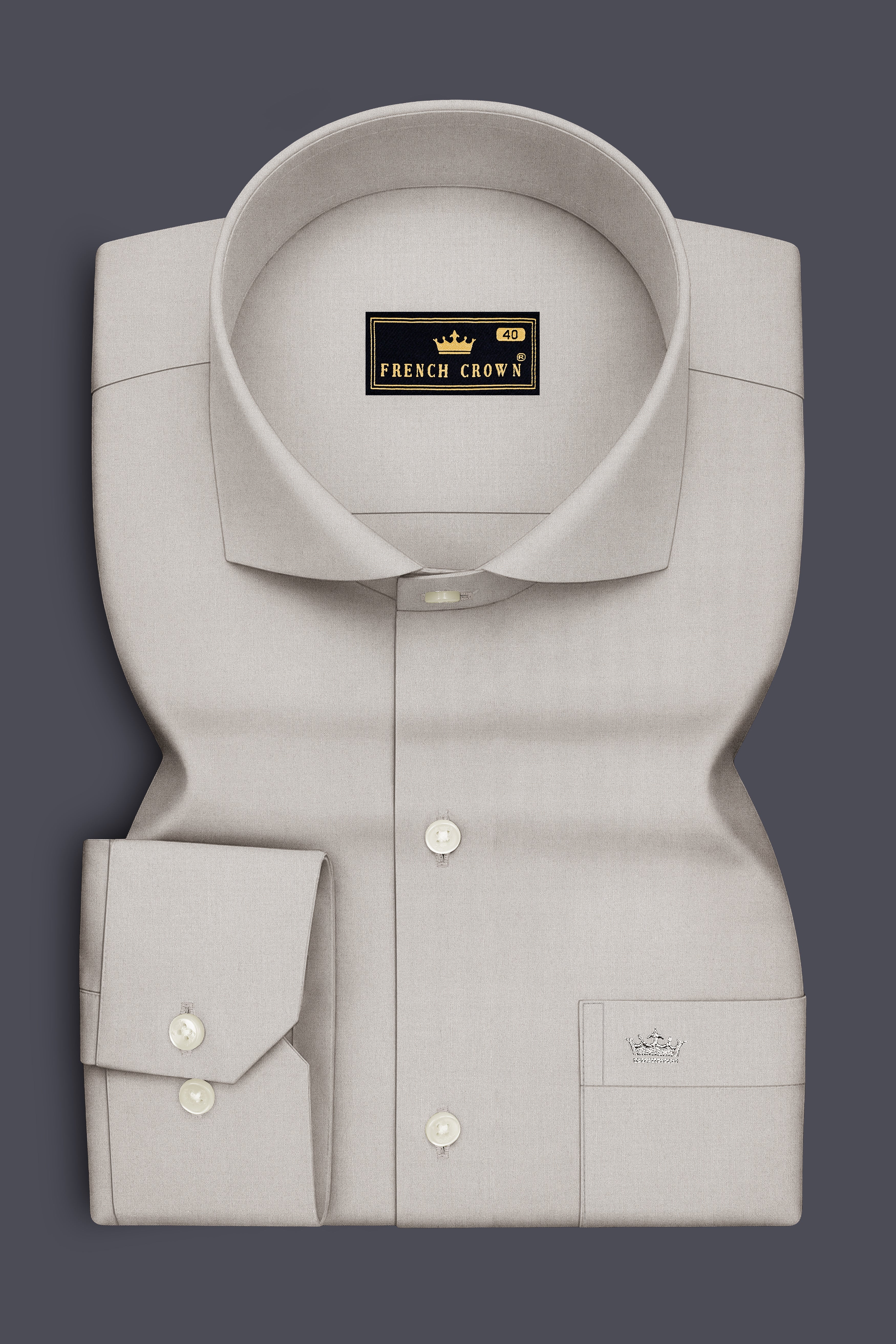 Kairo-Timberwolf Gray Premium Giza Cotton Cut Away Collar Dress Shirt