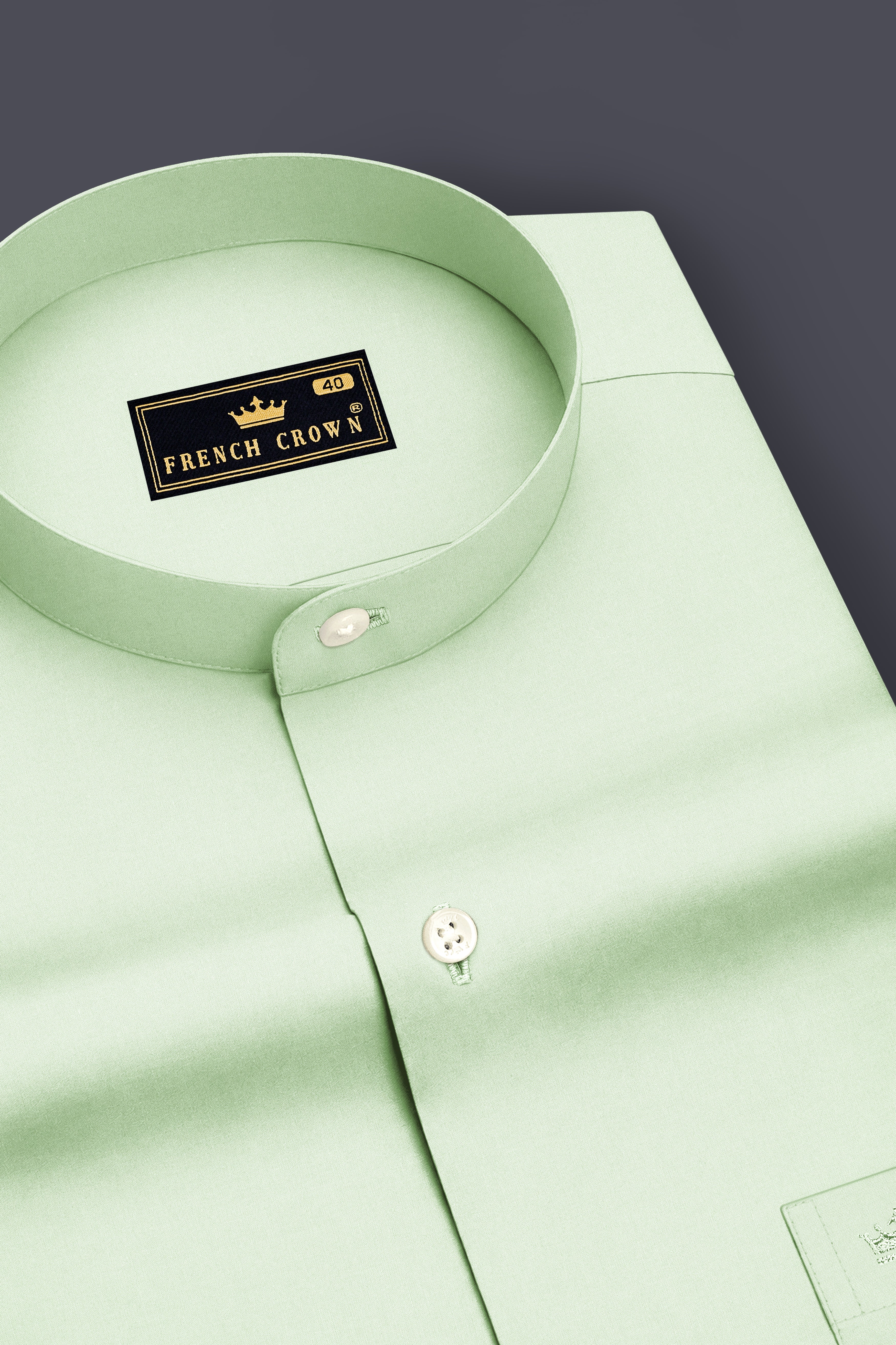 Avelle-Mint Green Premium Giza Cotton Mandarin Casual Shirt
