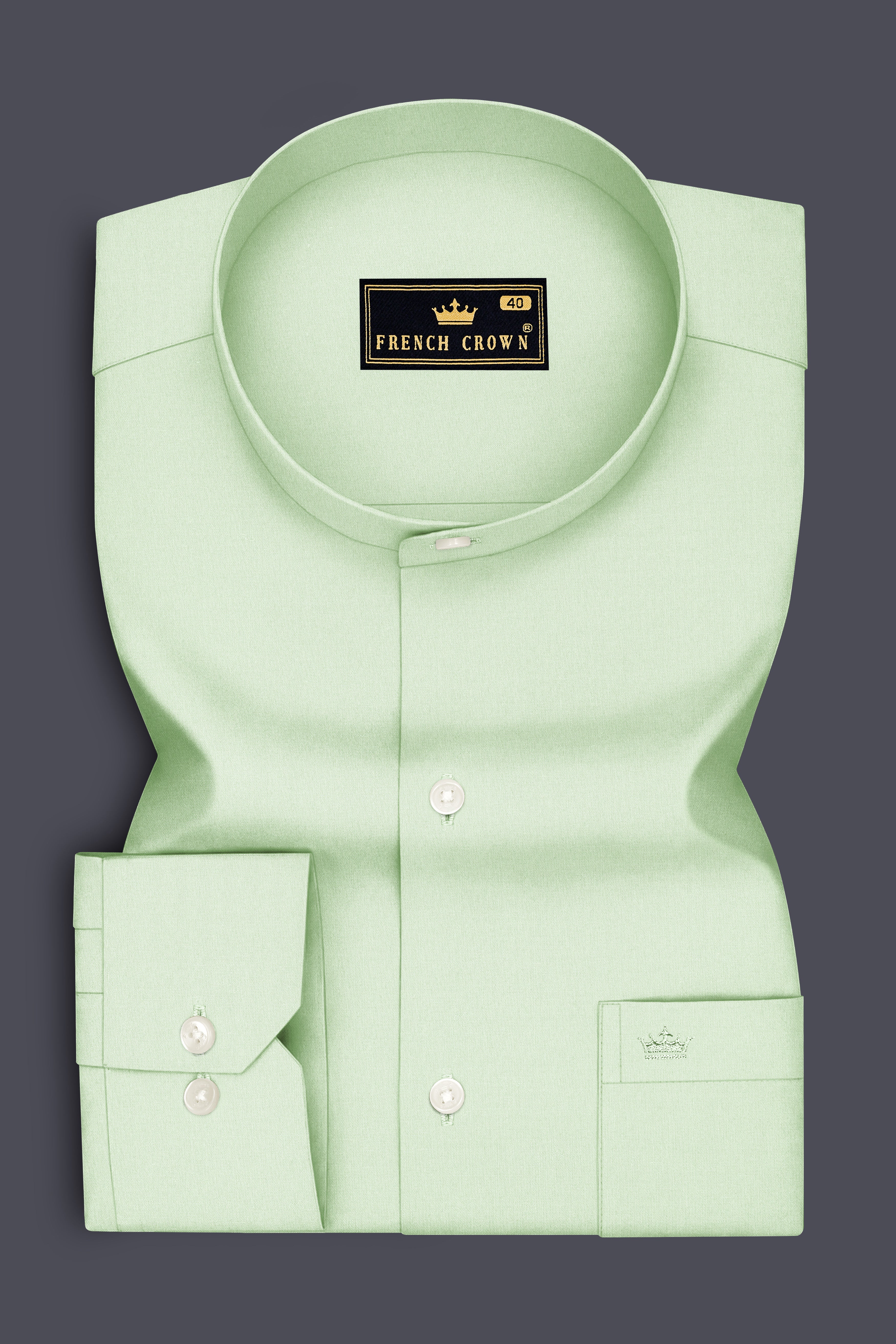 Avelle-Mint Green Premium Giza Cotton Mandarin Casual Shirt