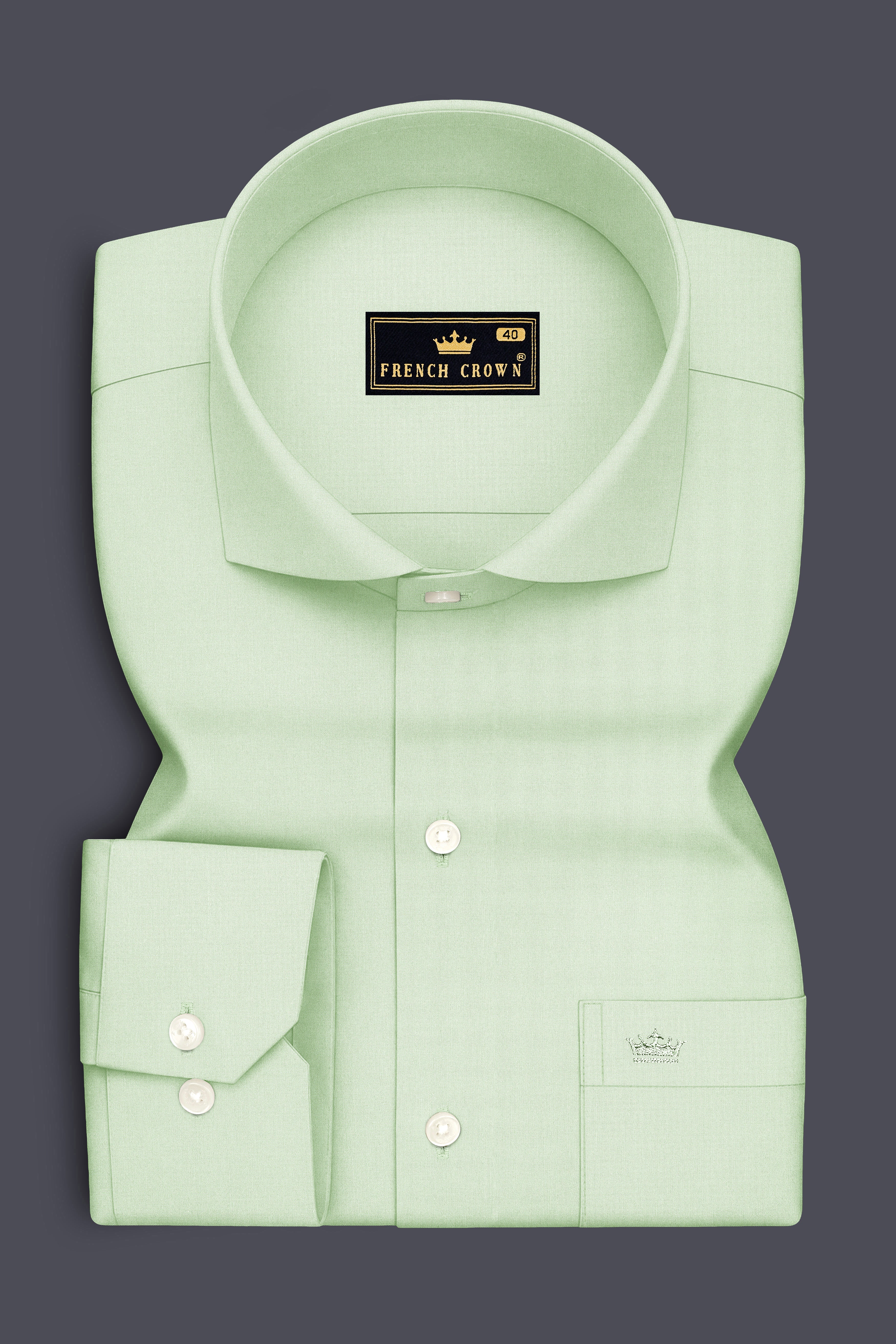 Avelle-Mint Green Premium Giza Cotton Cut Away Collar Dress Shirt