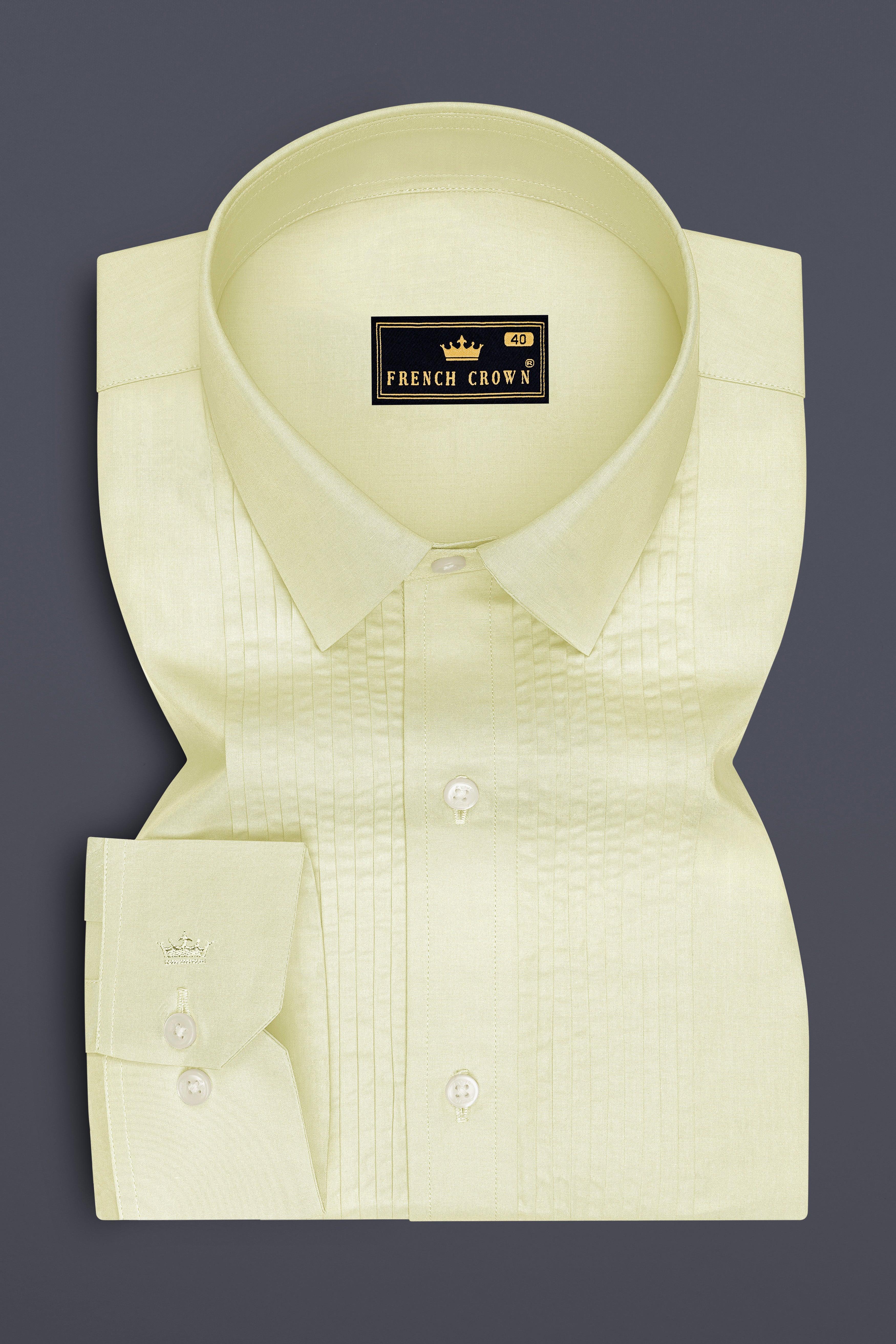 Lustre-Champagne Cream Premium Giza Cotton Tuxedo Dress Shirt