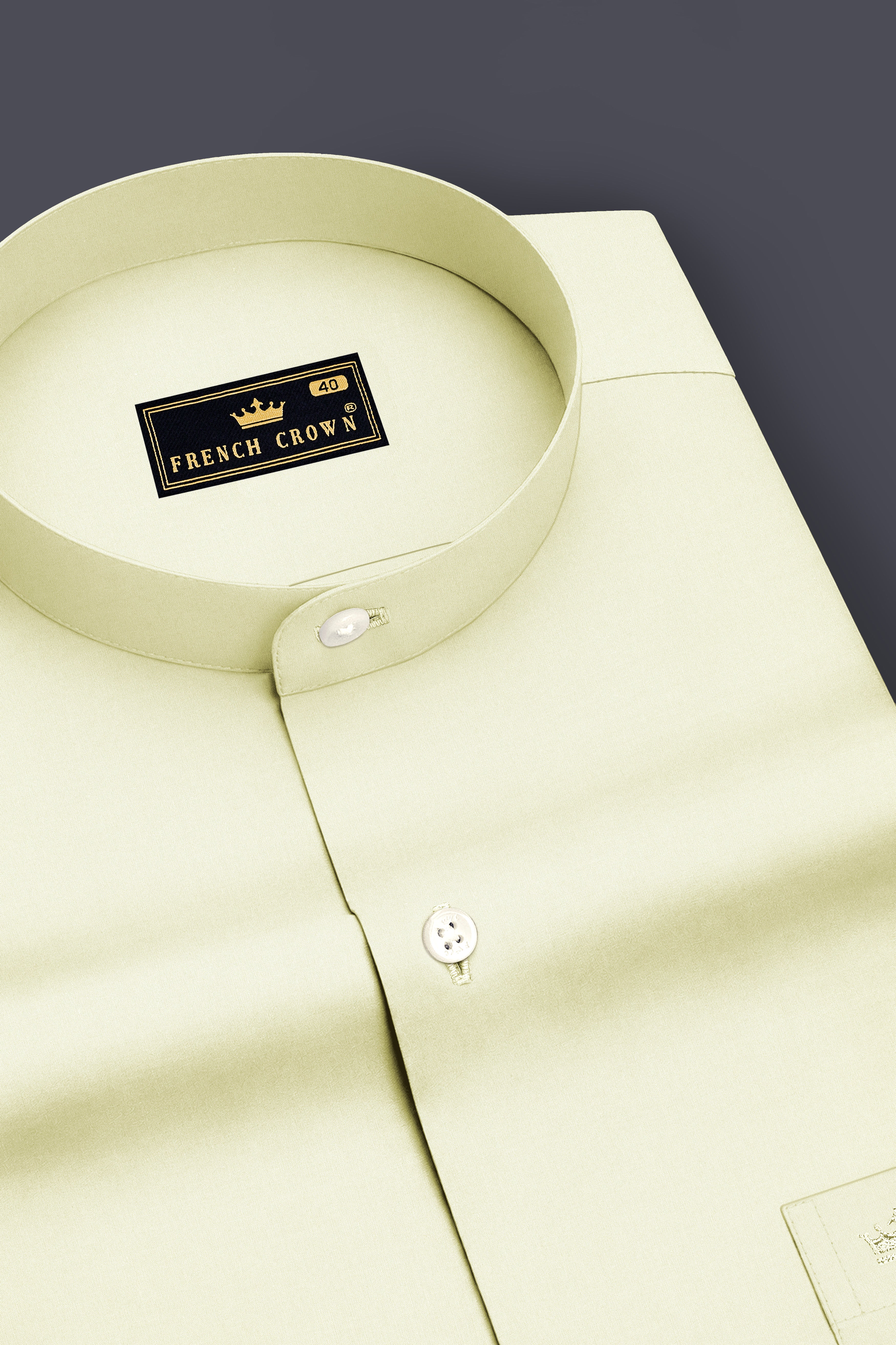Lustre-Champagne Cream Premium Giza Cotton Mandarin Casual Shirt
