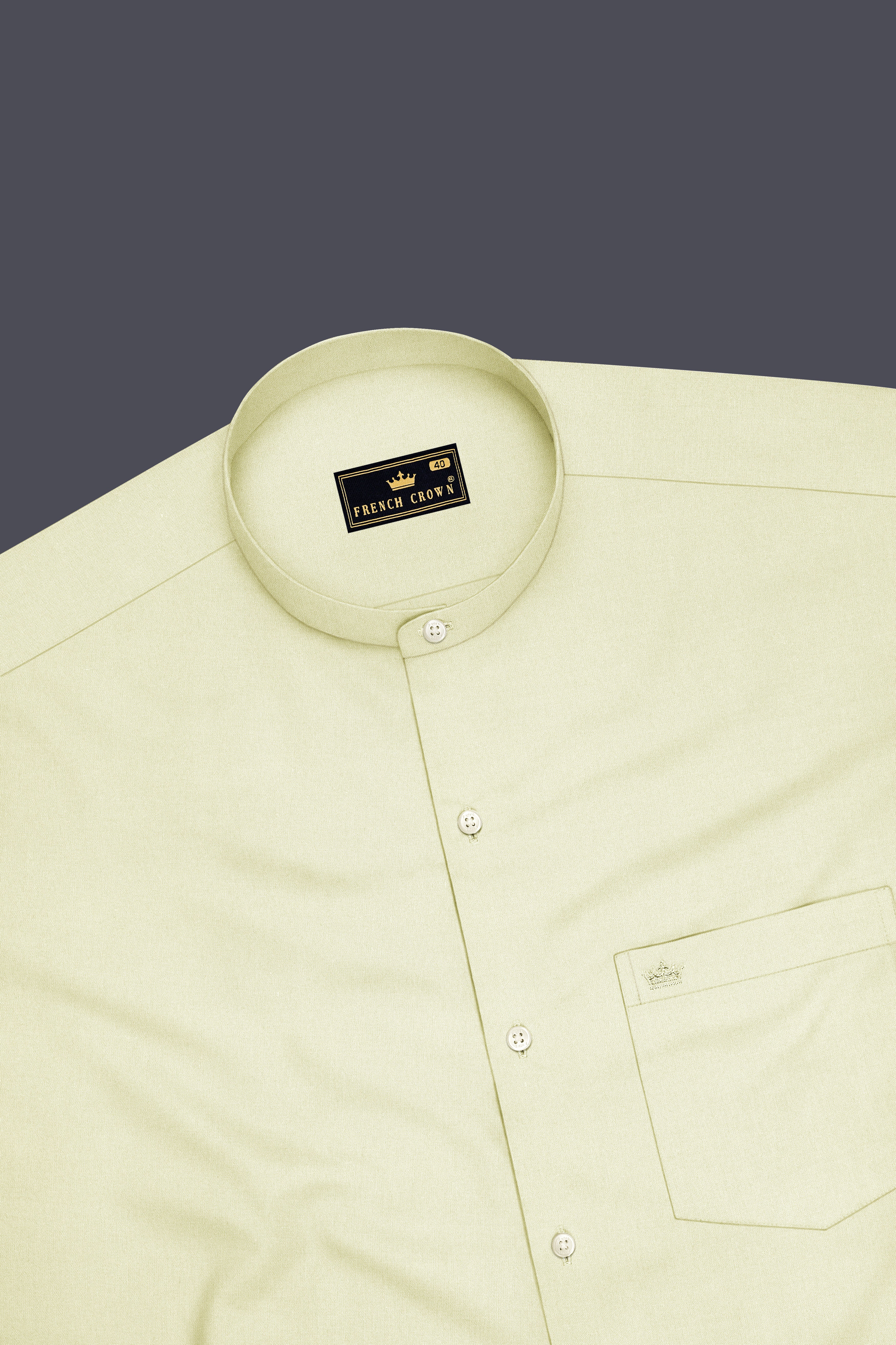 Lustre-Champagne Cream Premium Giza Cotton Mandarin Casual Shirt