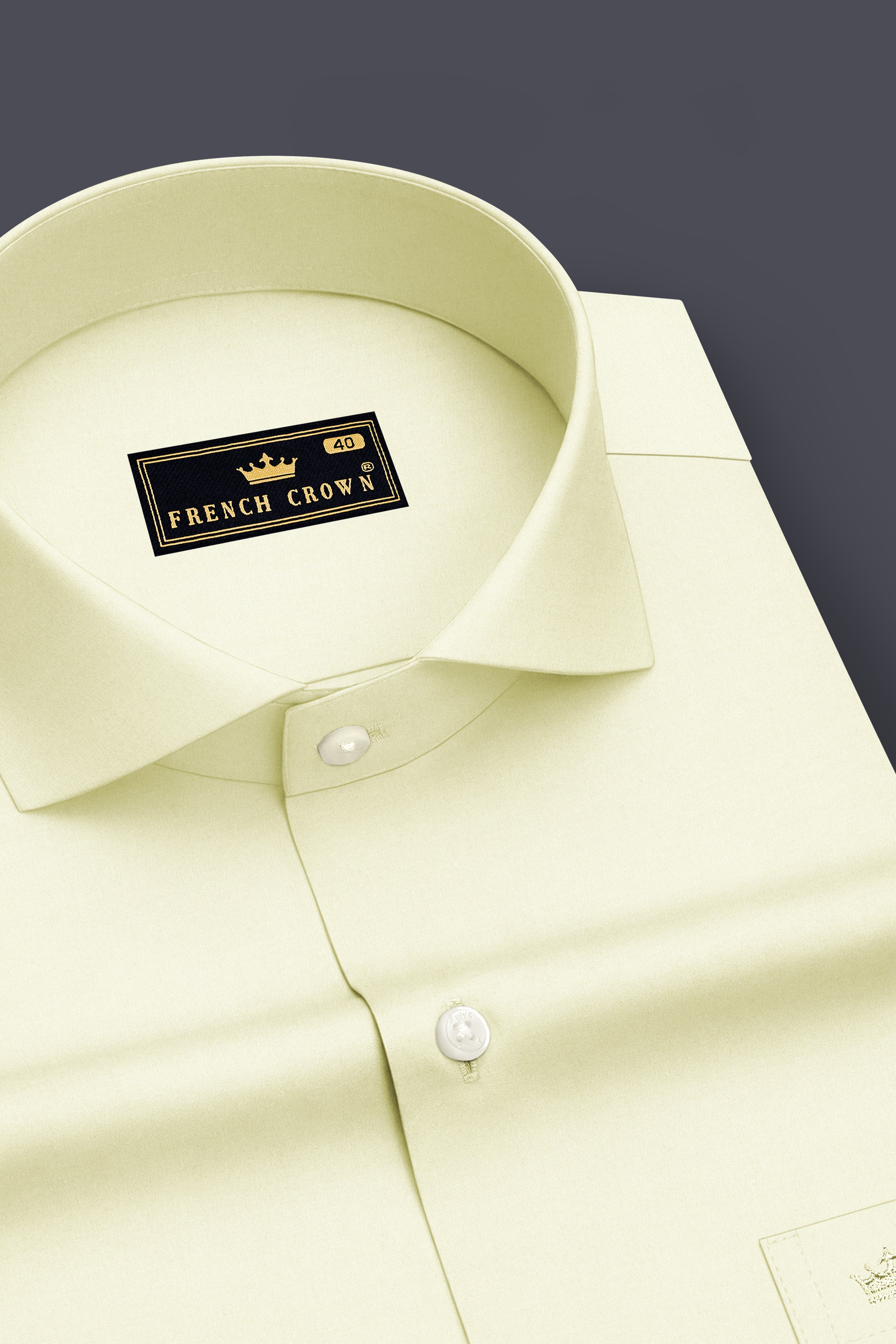 Lustre-Champagne Cream Premium Giza Cotton Cut Away Collar Dress Shirt