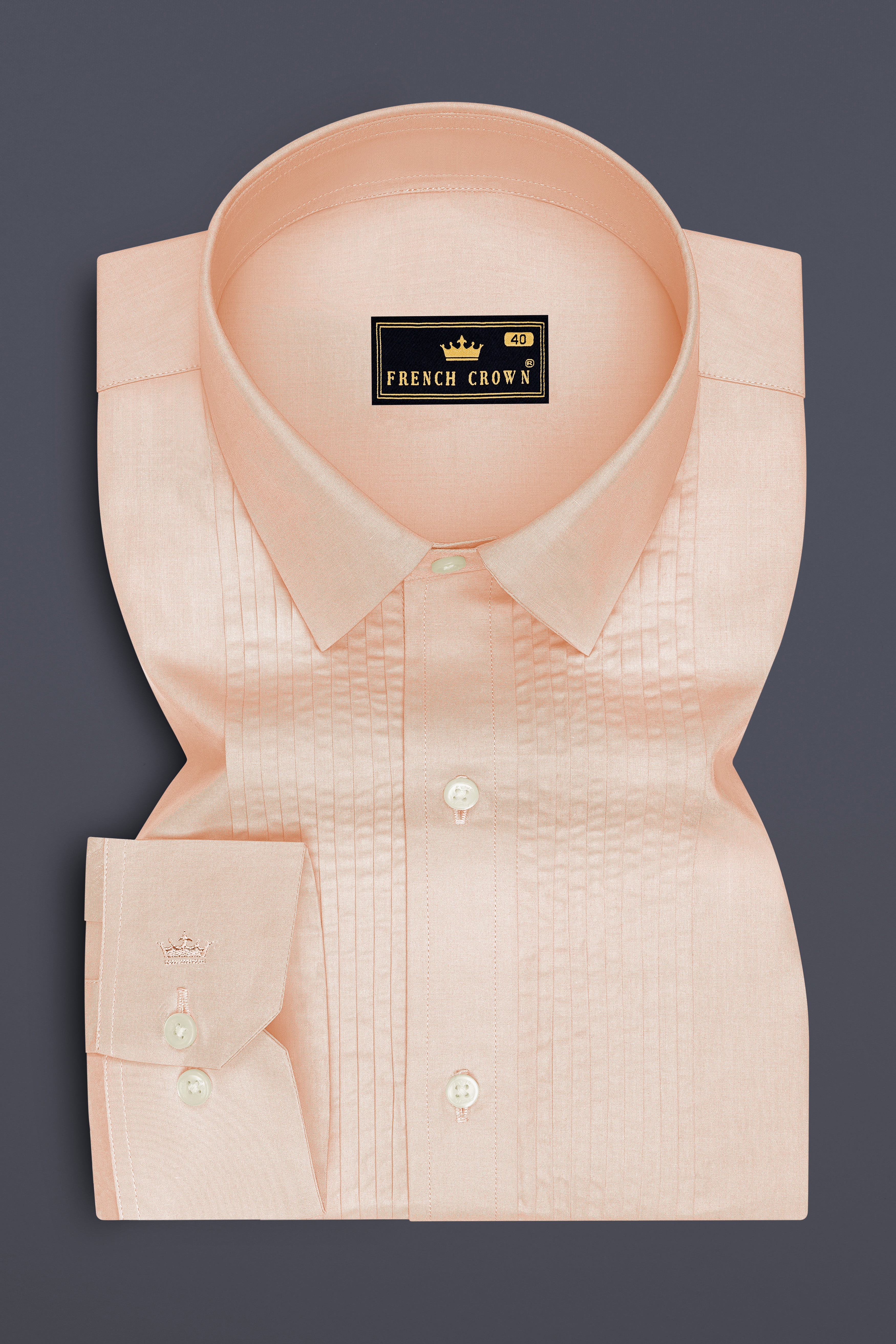 Blushen-Bonny Peach Premium Giza Cotton Tuxedo Dress Shirt