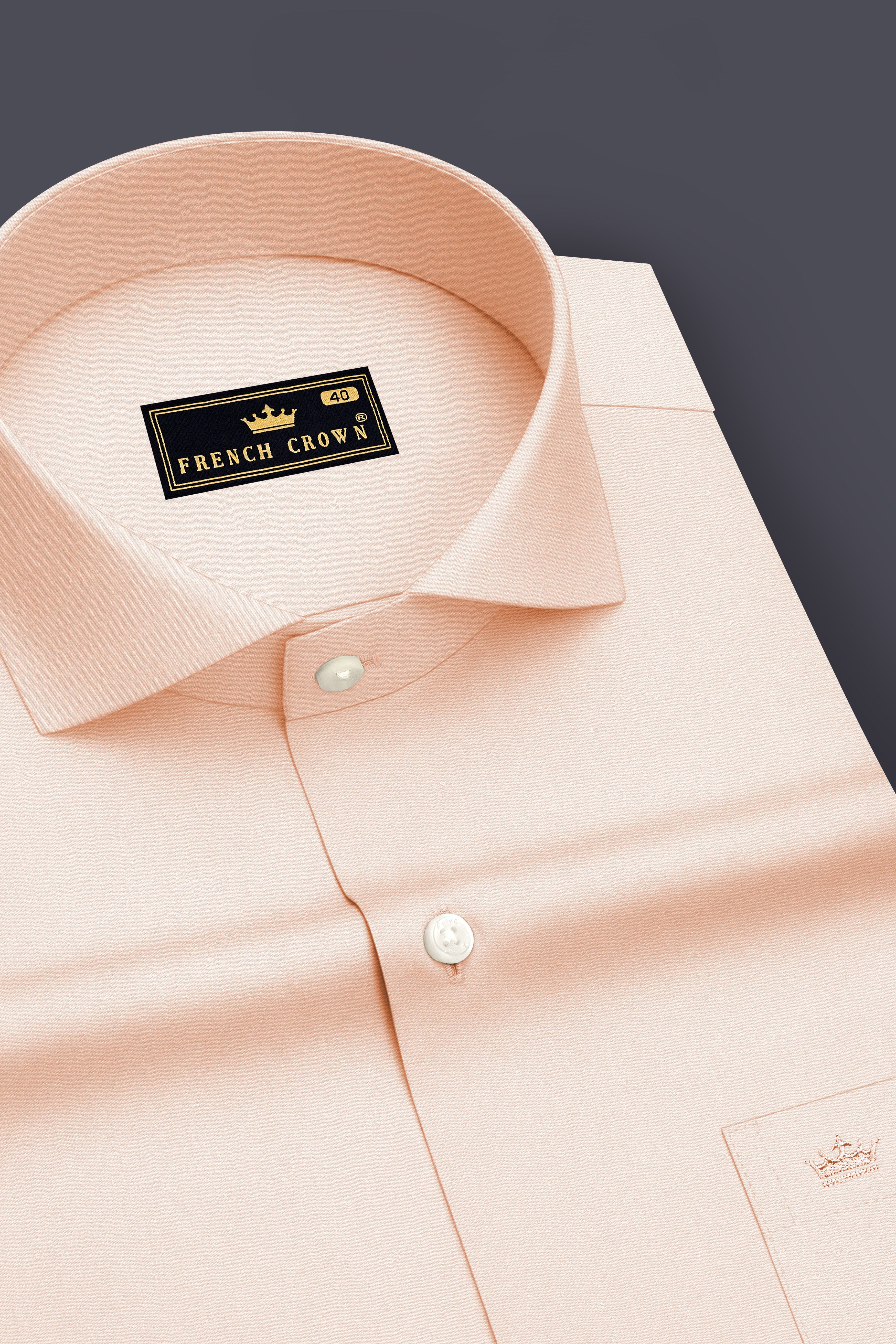 Blushen-Bonny Peach Premium Giza Cotton Cut Away Collar Dress Shirt